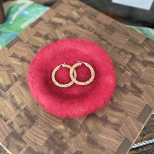 "TAN HOOP" ~ Leather Micro Plait Earrings Large
