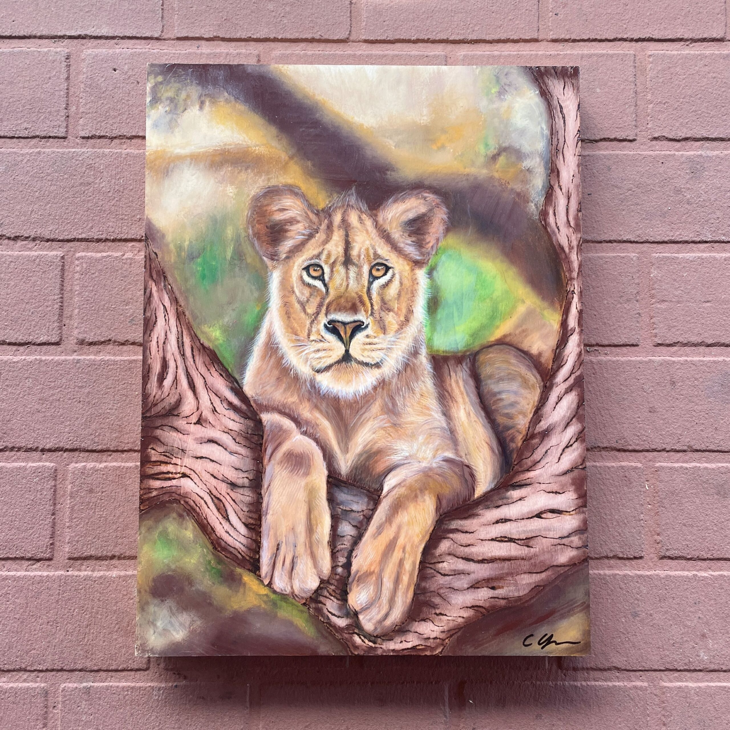 "LIONING AROUND" ~ Original Acrylic Painting by Chris Young - Image 2