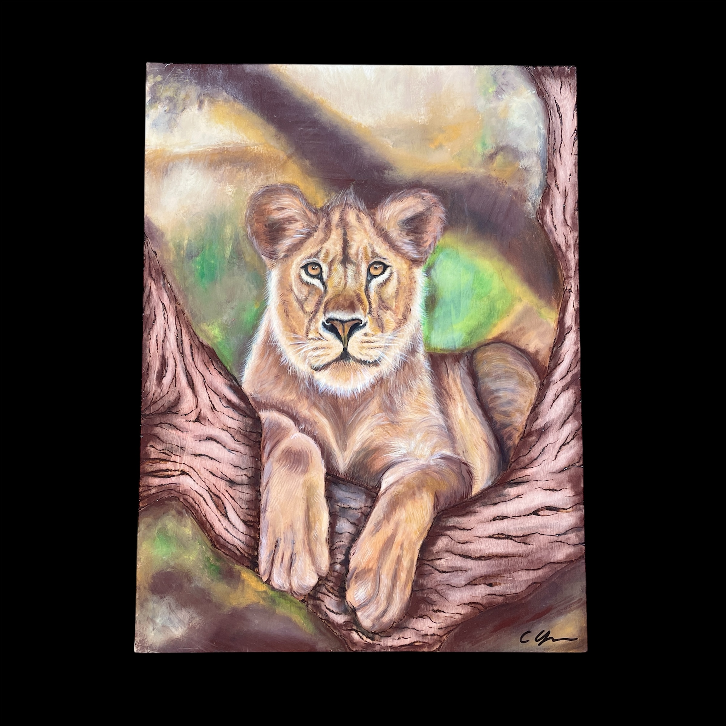"LIONING AROUND" ~ Original Acrylic Painting by Chris Young