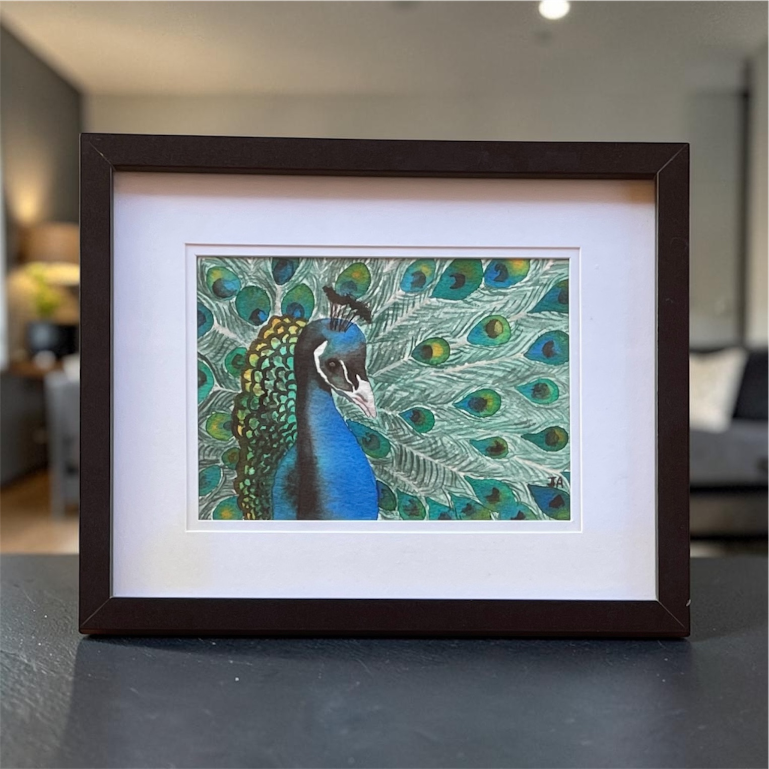 "PEACOCK PRIDE" ~ Original Watercolour Painting by Julie Burton-Jones - Image 2