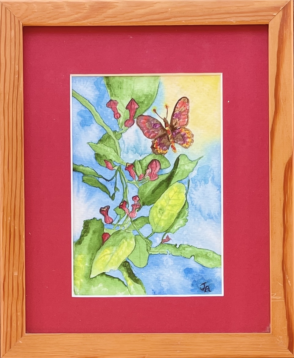 "RED BLOSSOMS" ~ Original Watercolour Painting by Julie Burton-Jones - Image 4