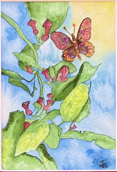 "RED BLOSSOMS" ~ Original Watercolour Painting by Julie Burton-Jones - Image 3