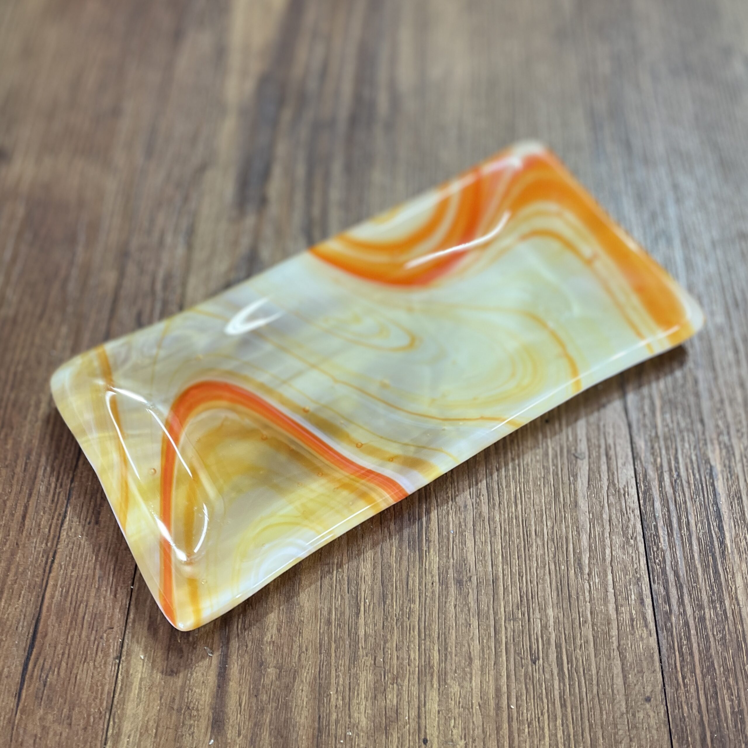 "ORANGE SWIRL" ~ Glass Half Tim Tam Tray by Sylvia Free - Image 2