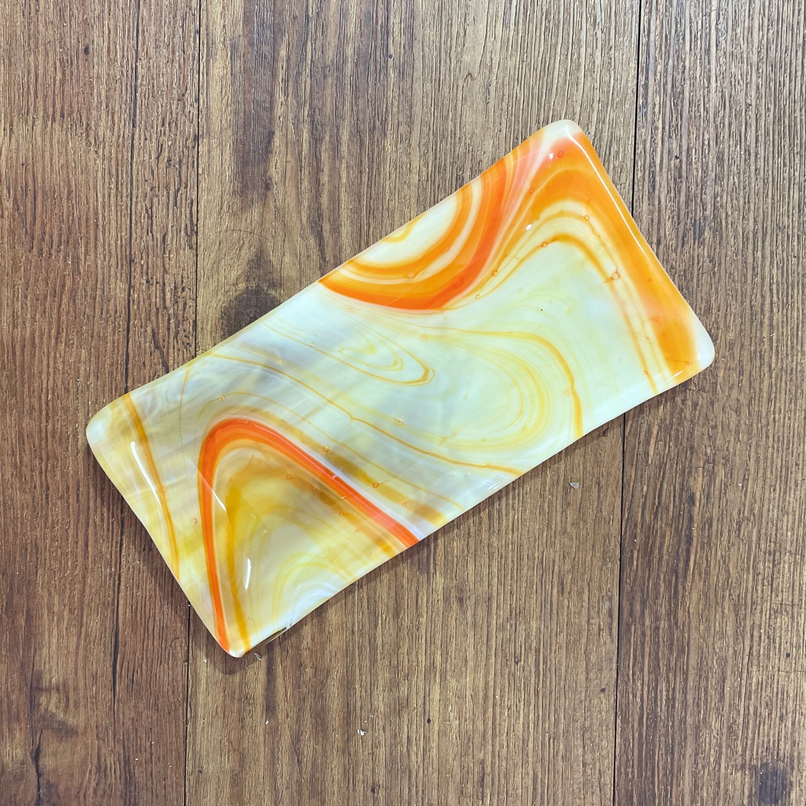 "ORANGE SWIRL" ~ Glass Half Tim Tam Tray by Sylvia Free - Image 3