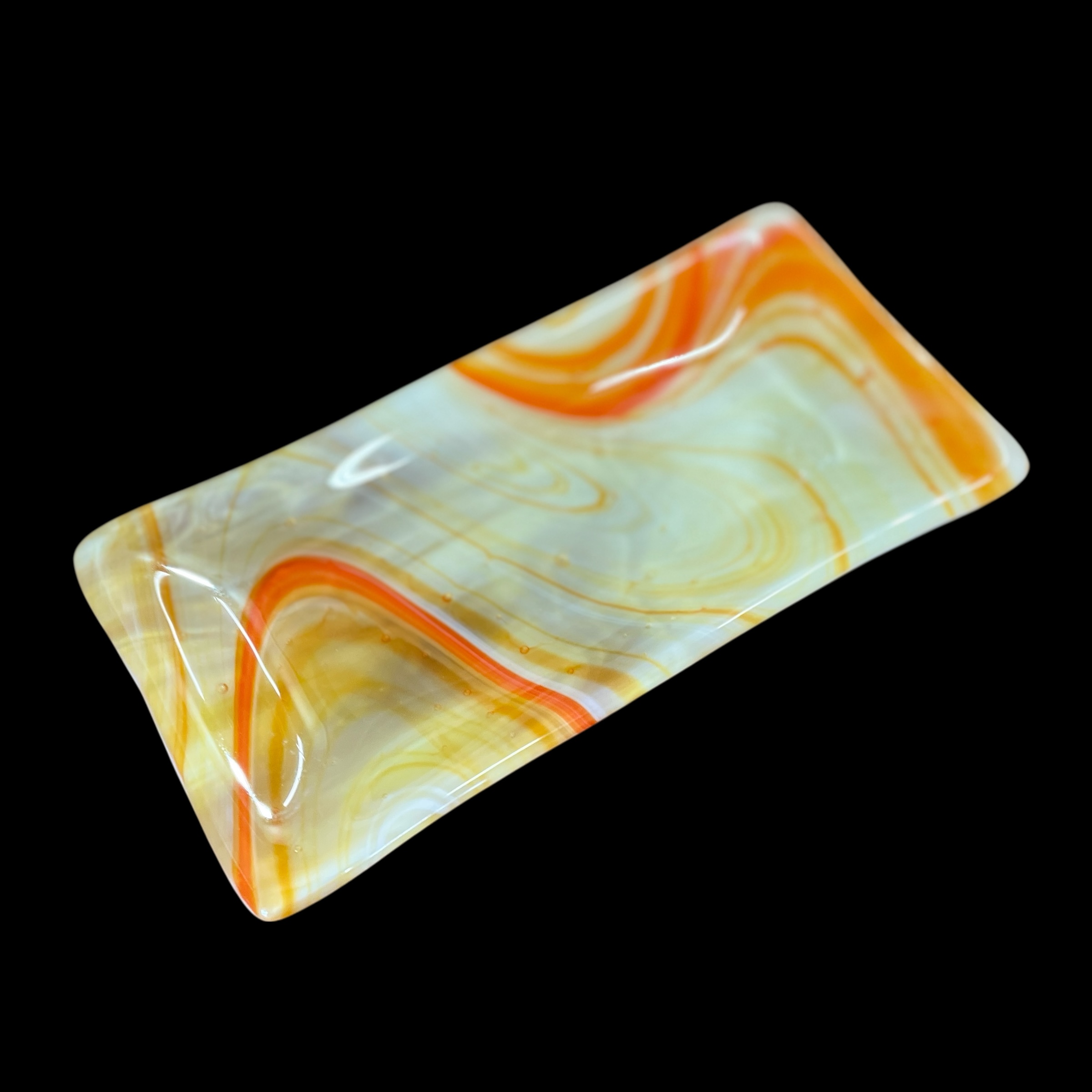 "ORANGE SWIRL" ~ Glass Half Tim Tam Tray by Sylvia Free - Image 4