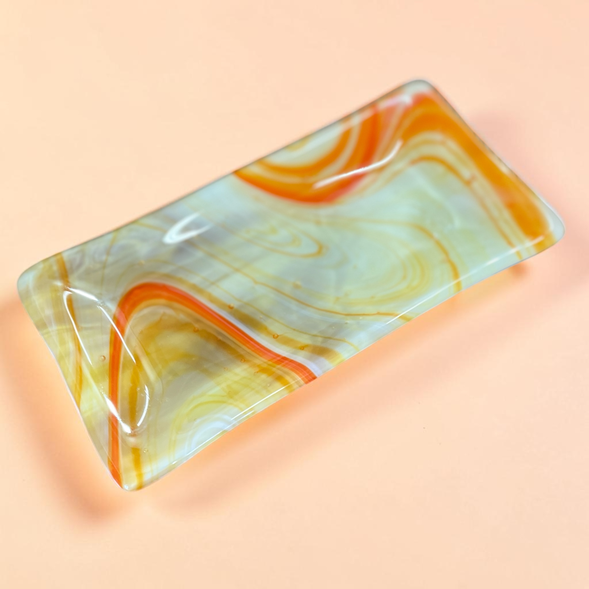 "ORANGE SWIRL" ~ Glass Half Tim Tam Tray by Sylvia Free - Image 5
