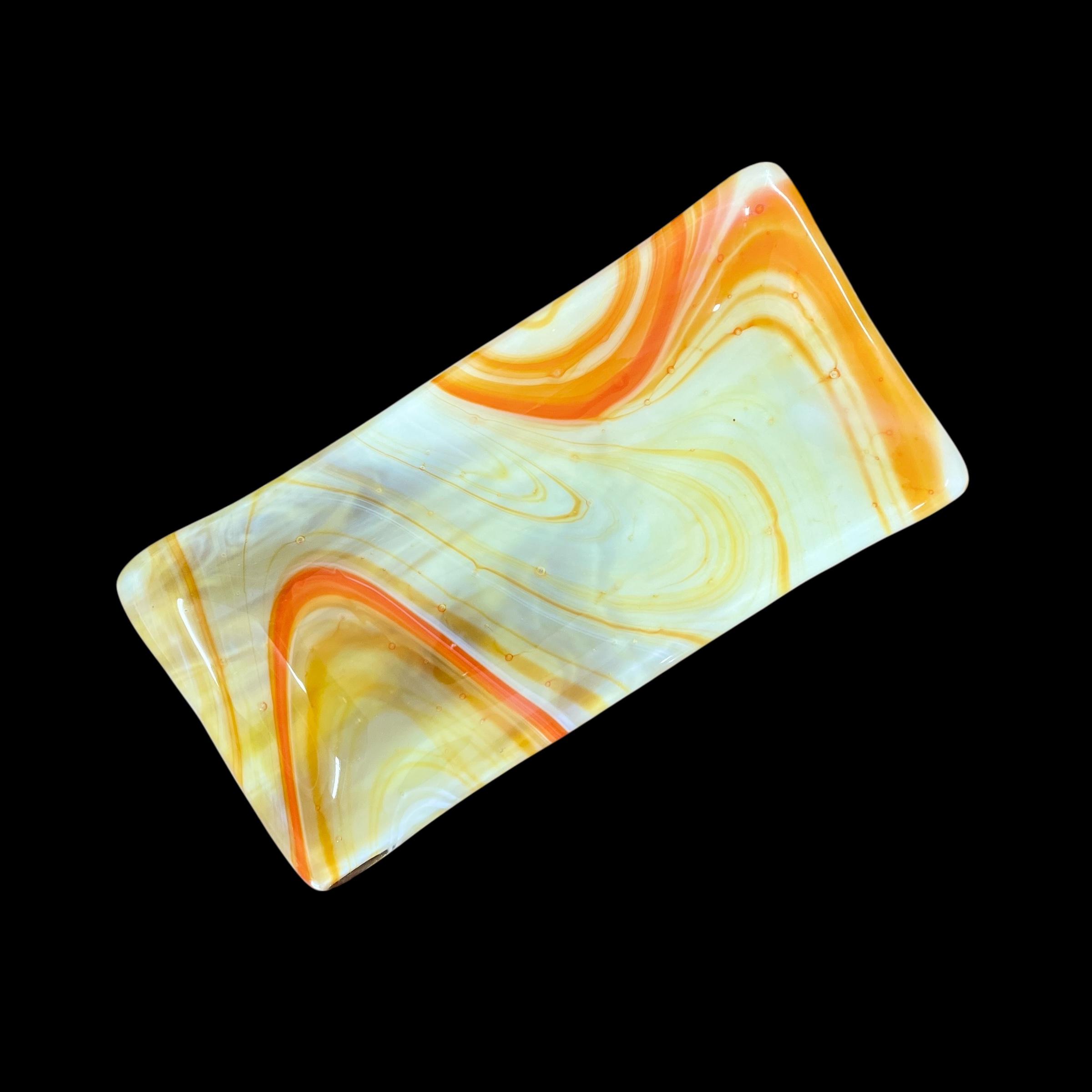 "ORANGE SWIRL" ~ Glass Half Tim Tam Tray by Sylvia Free - Image 6
