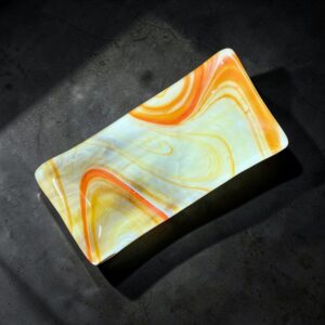 "ORANGE SWIRL" ~ Glass Half Tim Tam Tray by Sylvia Free