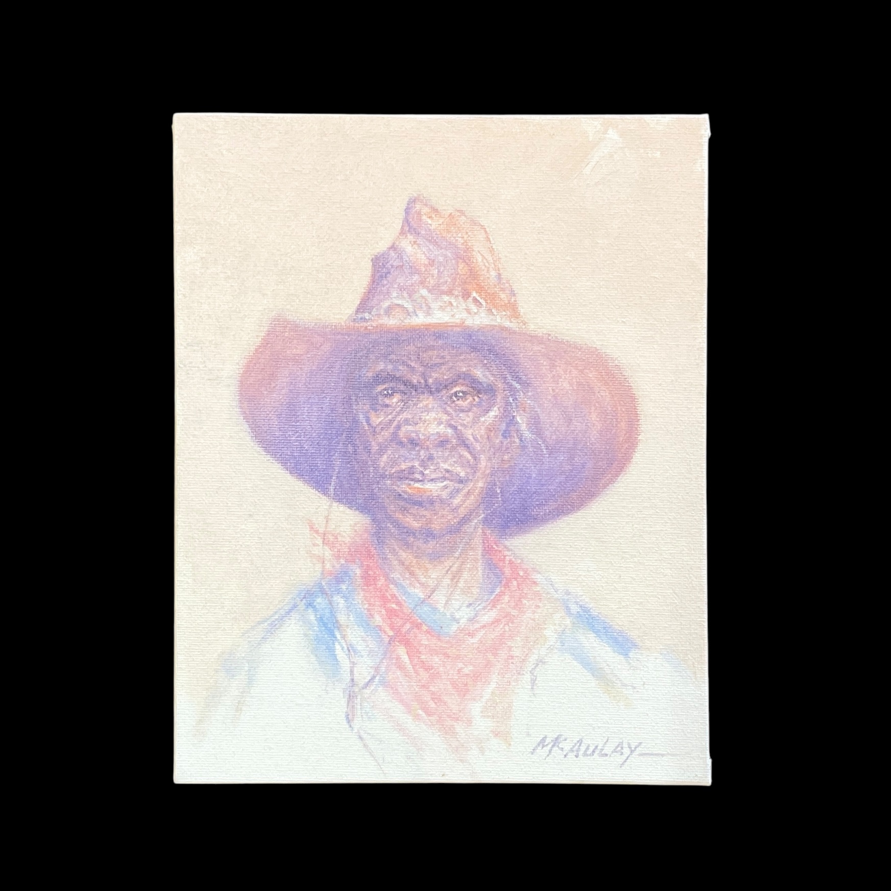 "STOCKMAN WAITING" ~ Original Oil on Canvas Board by Tom McAulay