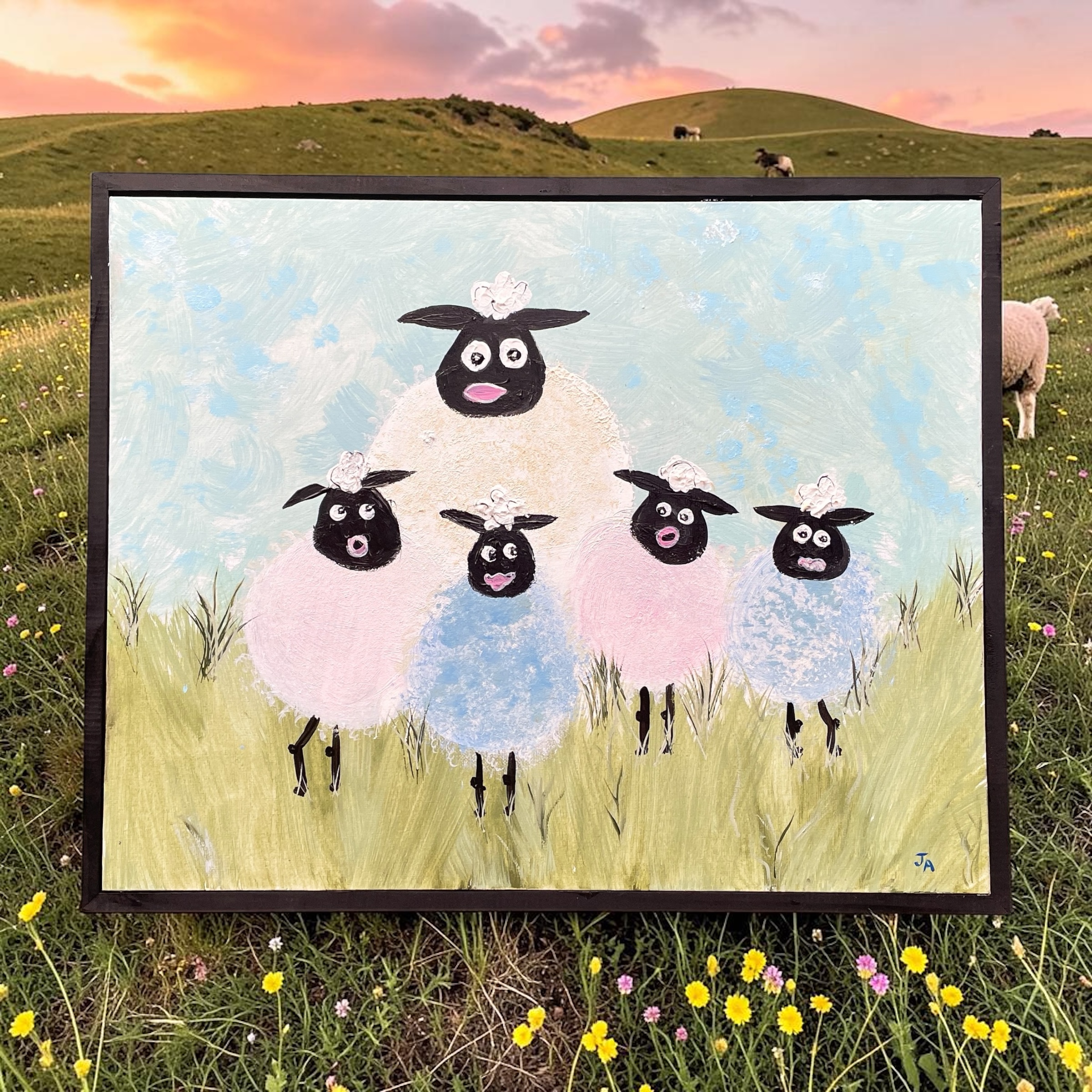 "MOTHER AND HER FLOCK" ~ Original Acrylic Painting by Julie Burton-Jones - Image 4