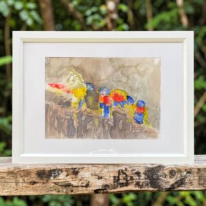 "LOONEY LORIKEETS" ~ Original Watercolour Painting by Sue Howard