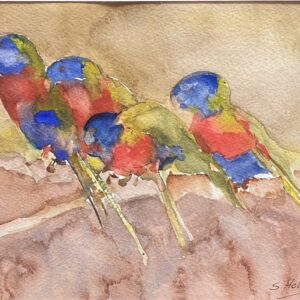 "LIVELY LORIKEETS" ~ Original Watercolour Painting by Sue Howard