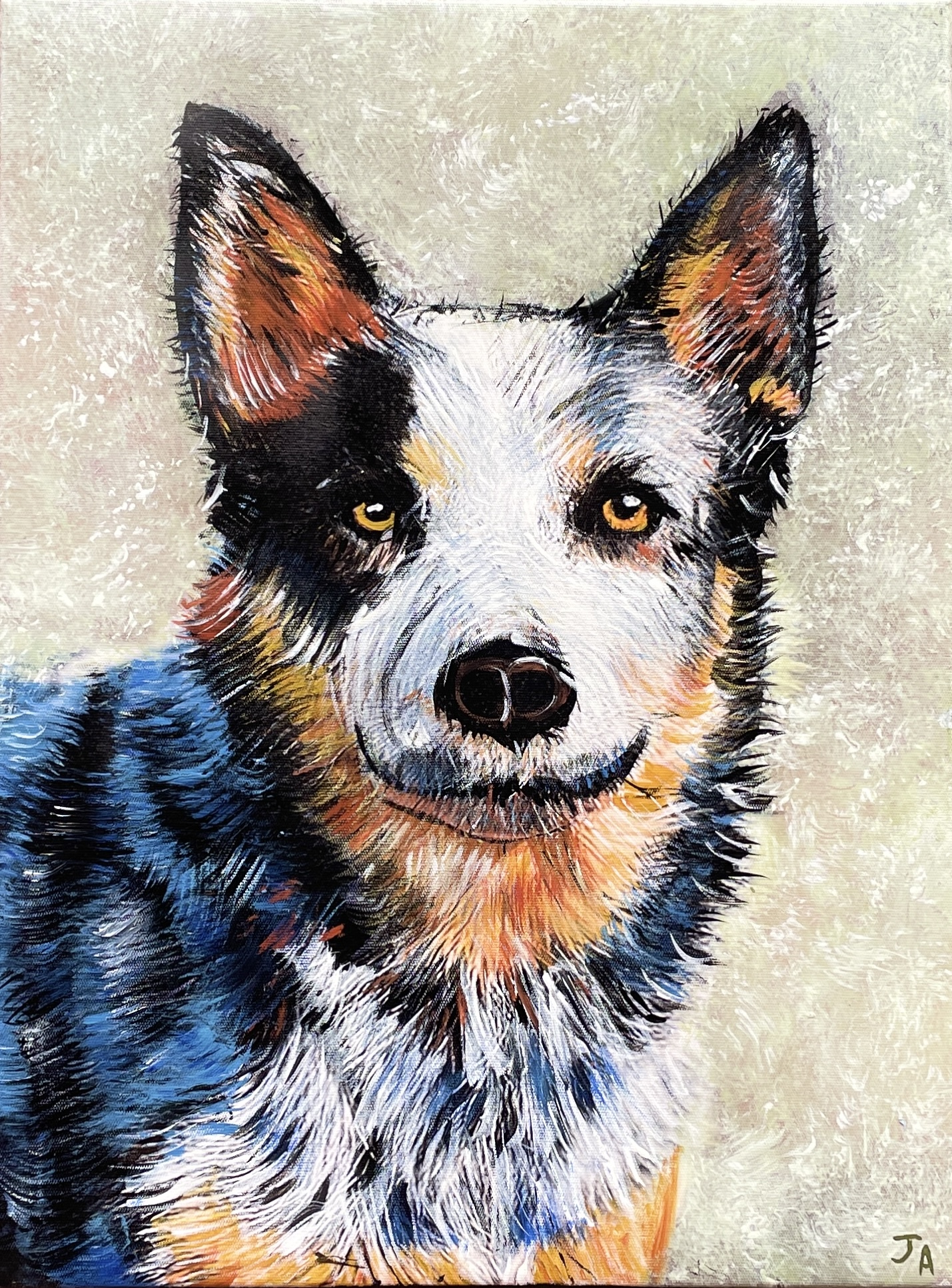 "MY MATE BLUE" ~ Original Acrylic Painting by Julie Burton-Jones