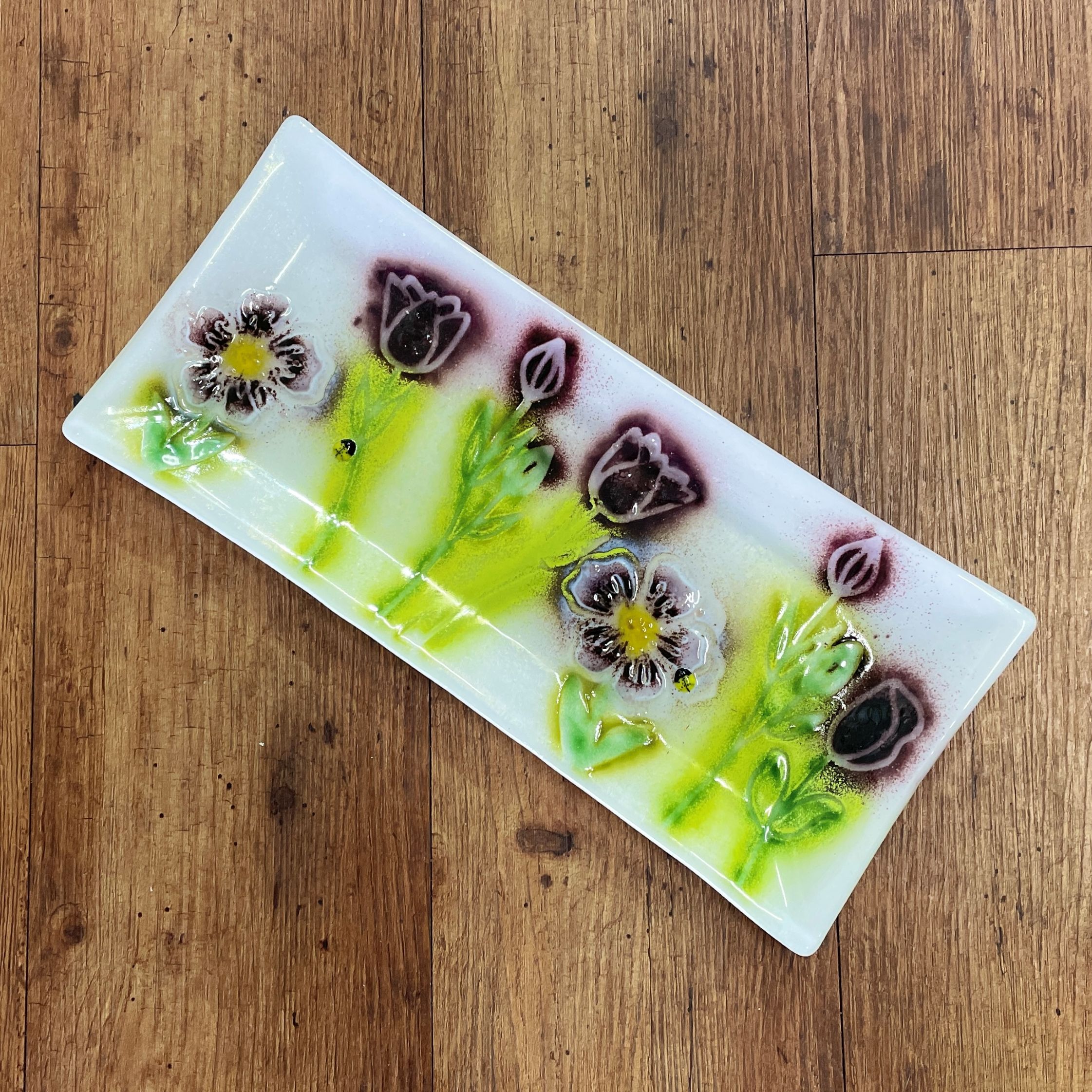 "GARDEN PLATTER" ~ Kiln Fired Glass by Sylvia Free - Image 4
