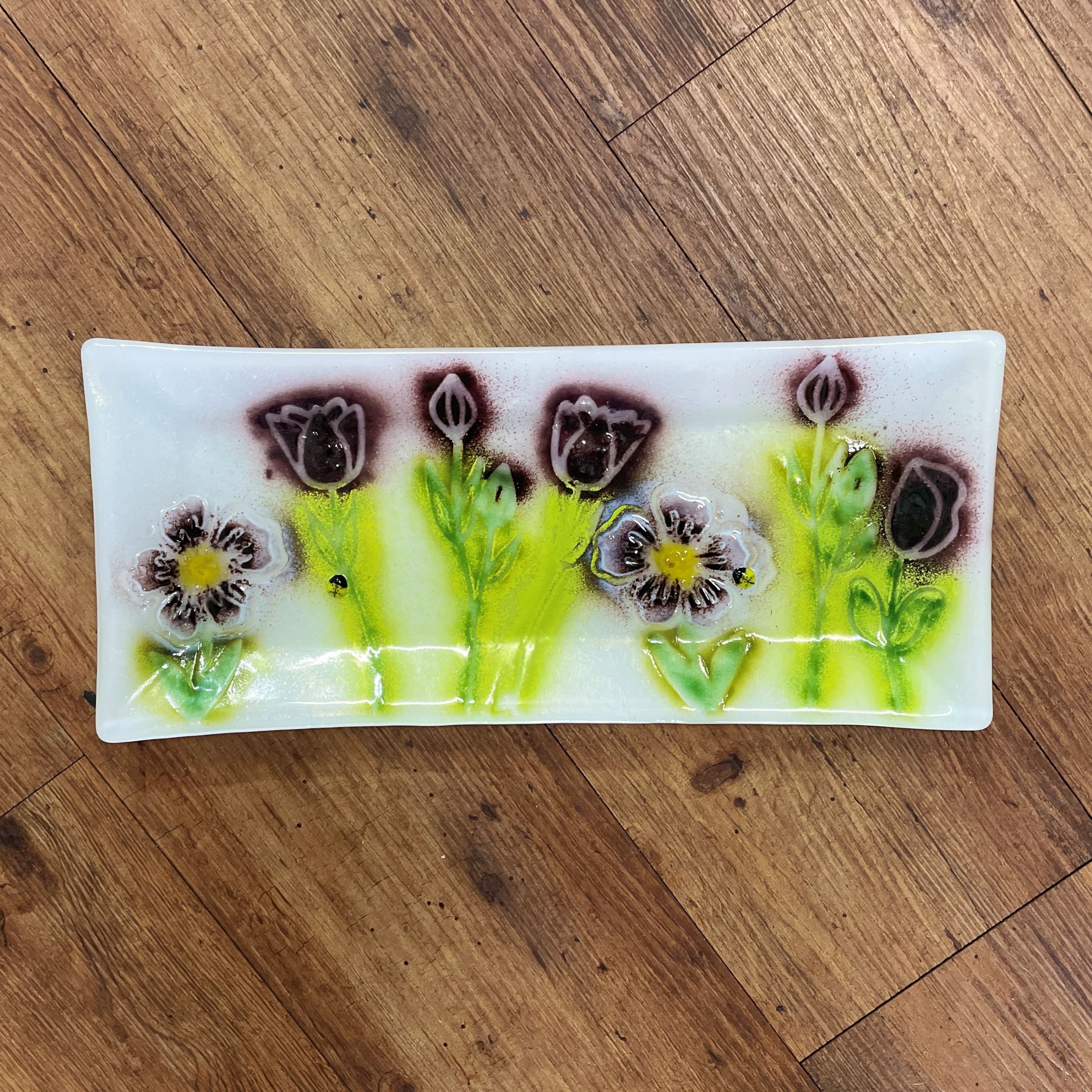 "GARDEN PLATTER" ~ Kiln Fired Glass by Sylvia Free - Image 5