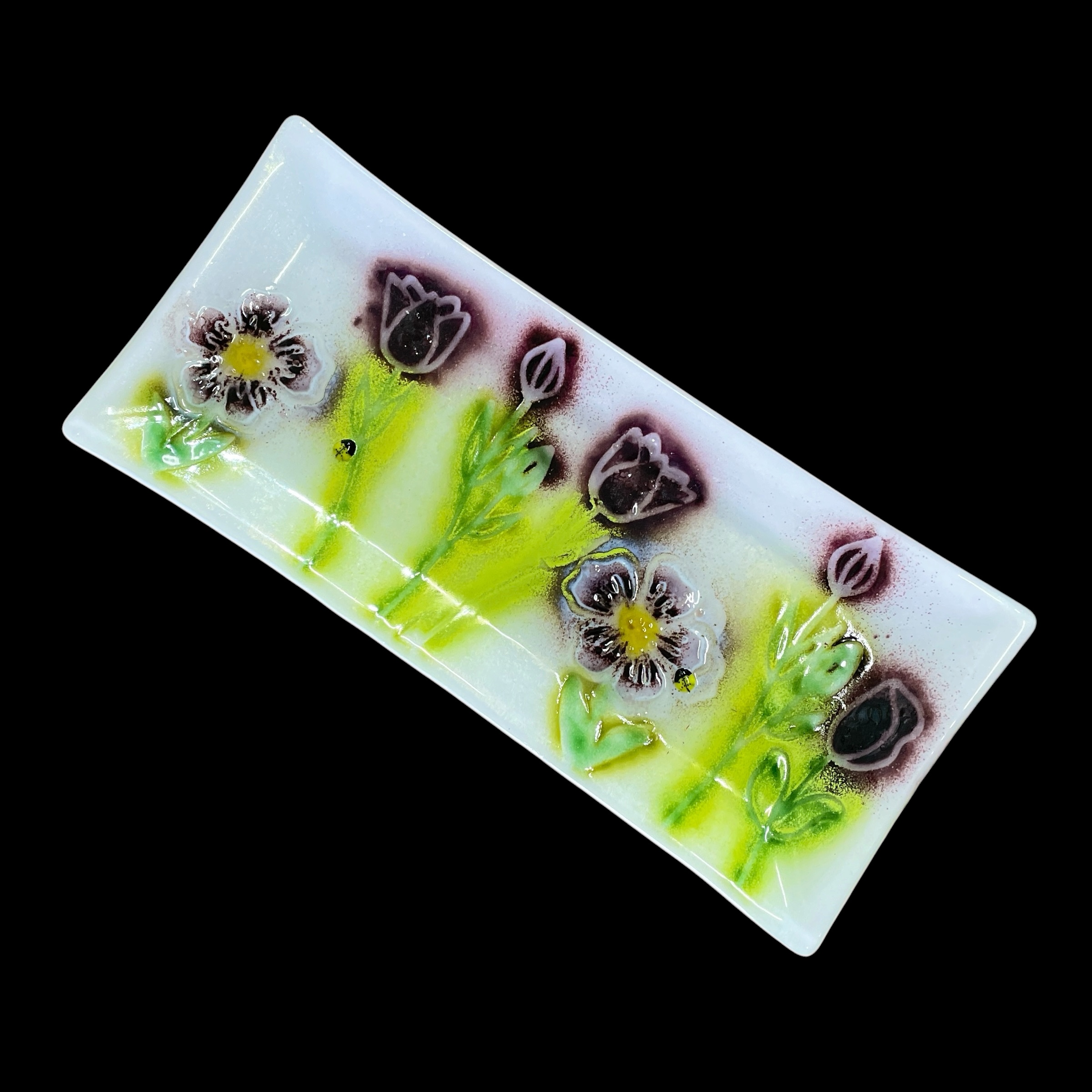 "GARDEN PLATTER" ~ Kiln Fired Glass by Sylvia Free