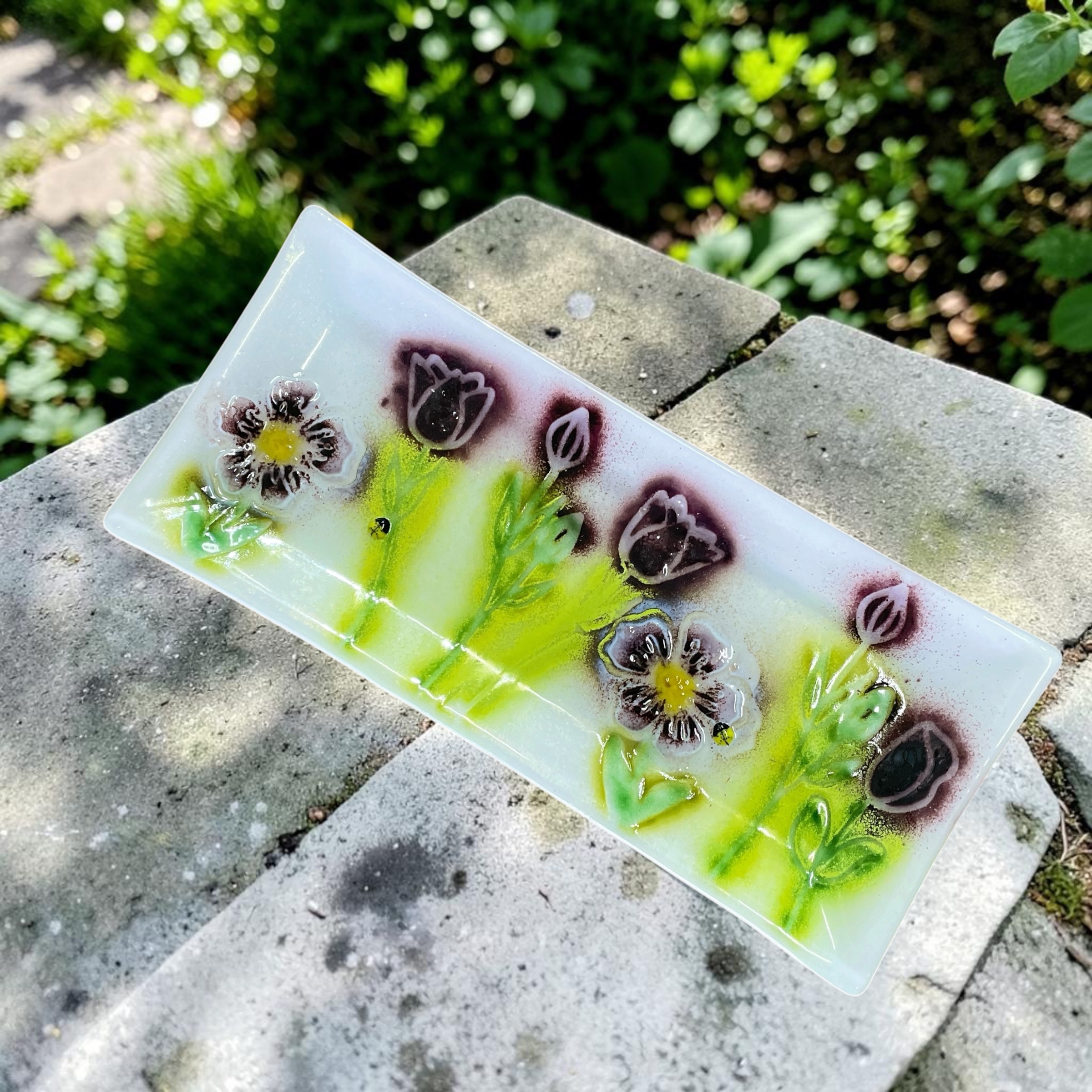 "GARDEN PLATTER" ~ Kiln Fired Glass by Sylvia Free - Image 3