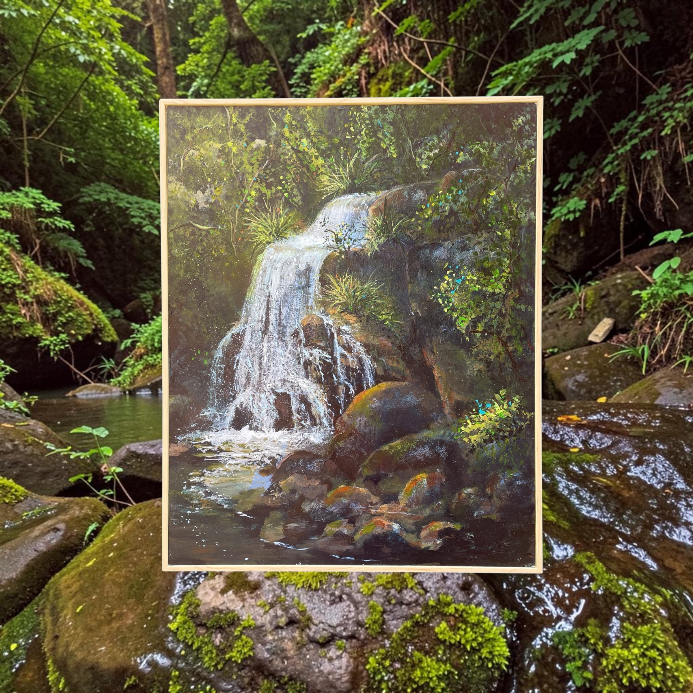 "GENTLE FALLS" ~ Original Acrylic Painting by Tom Mason - Image 3