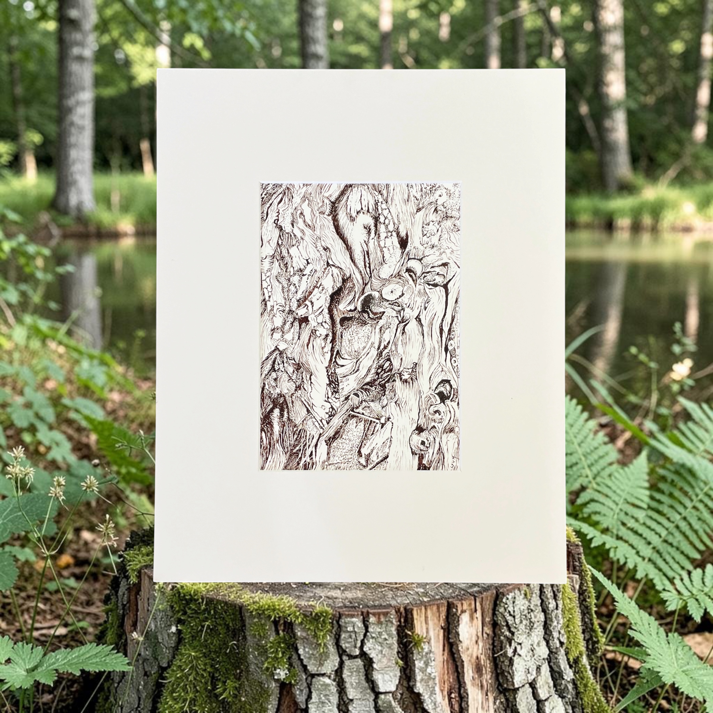 "PATTERNS IN BARK" ~ Original Ink Drawing by Lyn Mason - Image 4