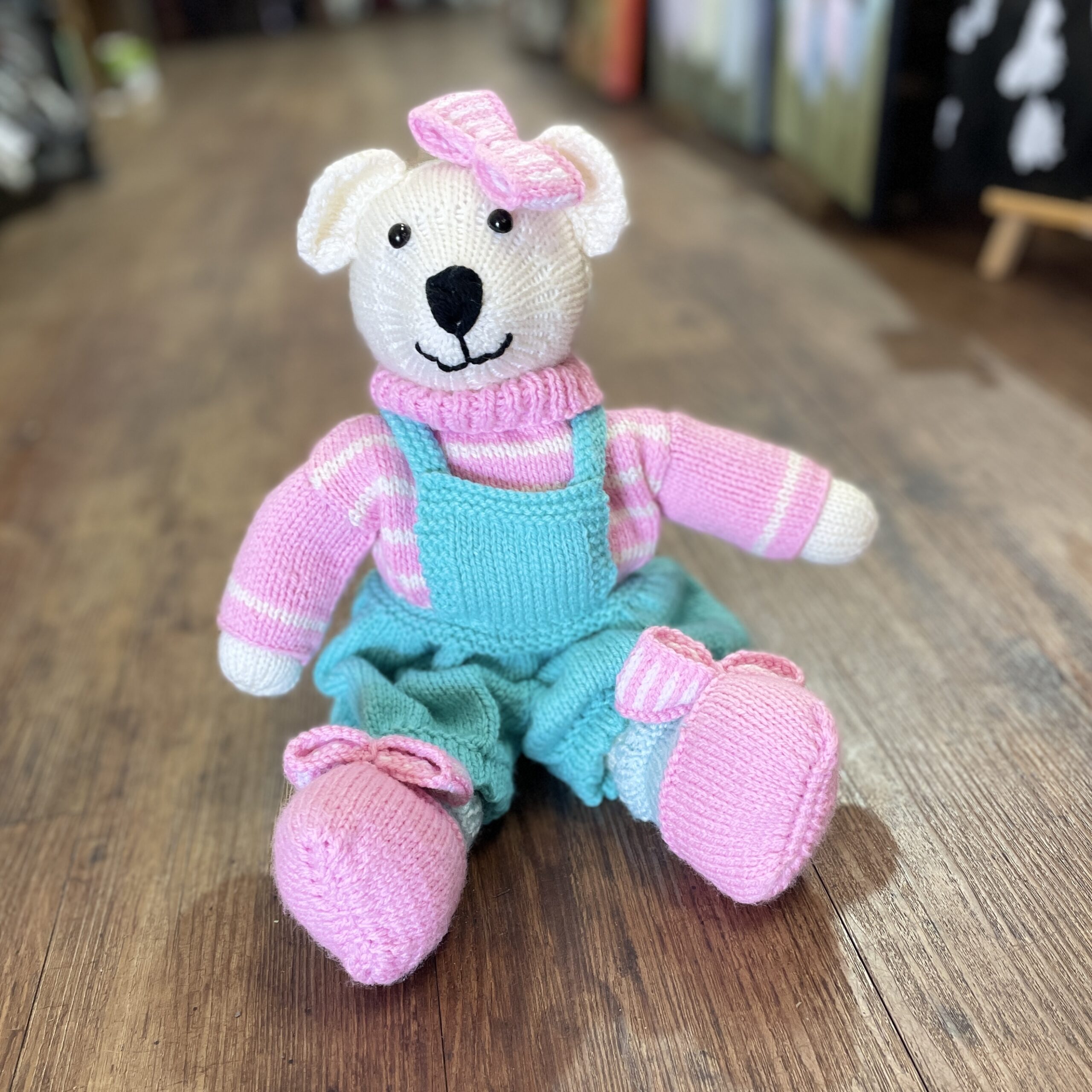 "POPPY GIRL BEAR" ~ Hand Knitted Soft Toy by Lee Stewart - Image 2