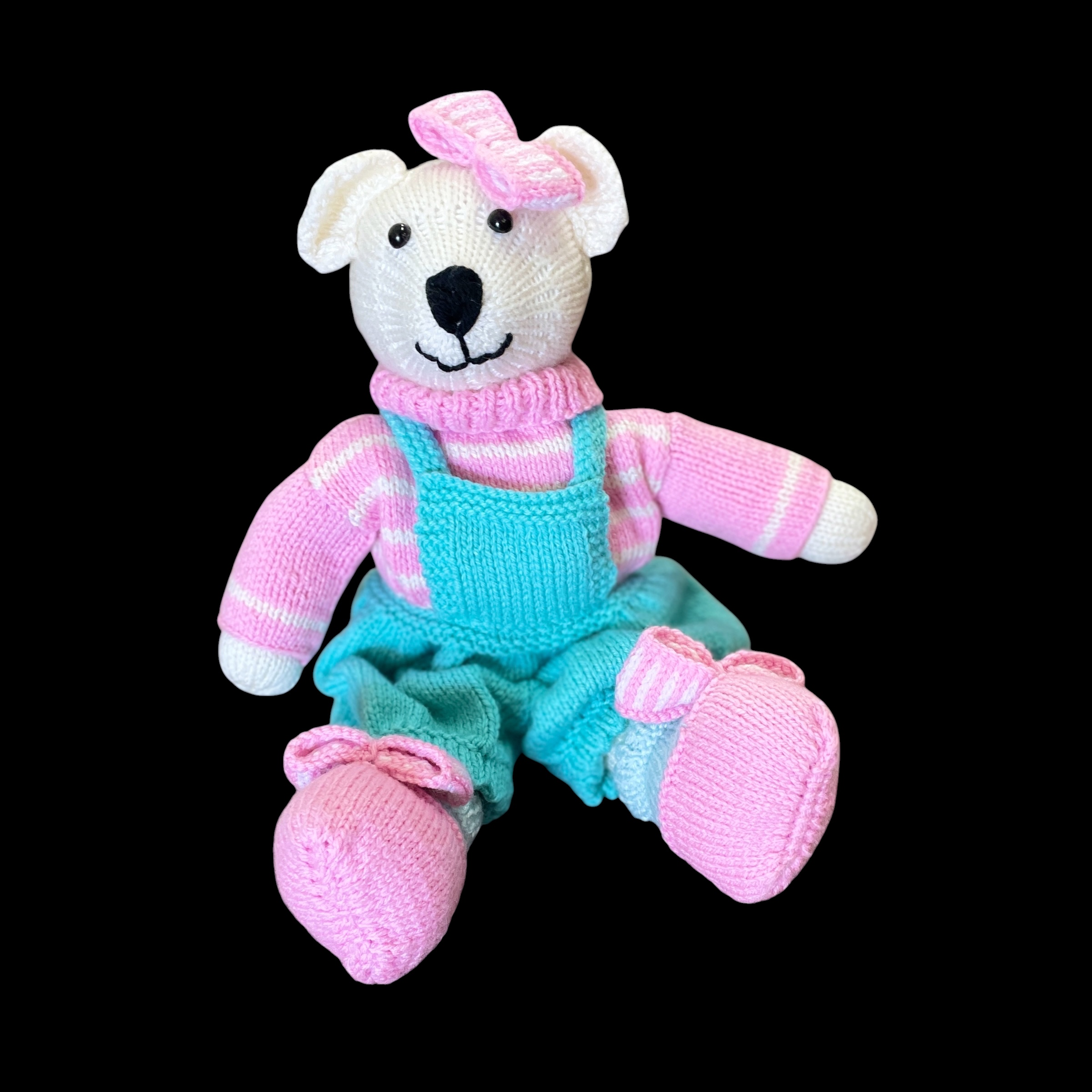 "POPPY GIRL BEAR" ~ Hand Knitted Soft Toy by Lee Stewart - Image 3
