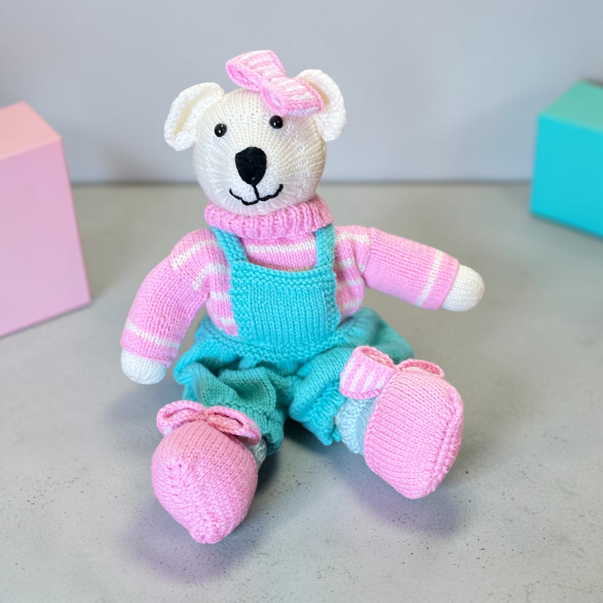 "POPPY GIRL BEAR" ~ Hand Knitted Soft Toy by Lee Stewart - Image 4