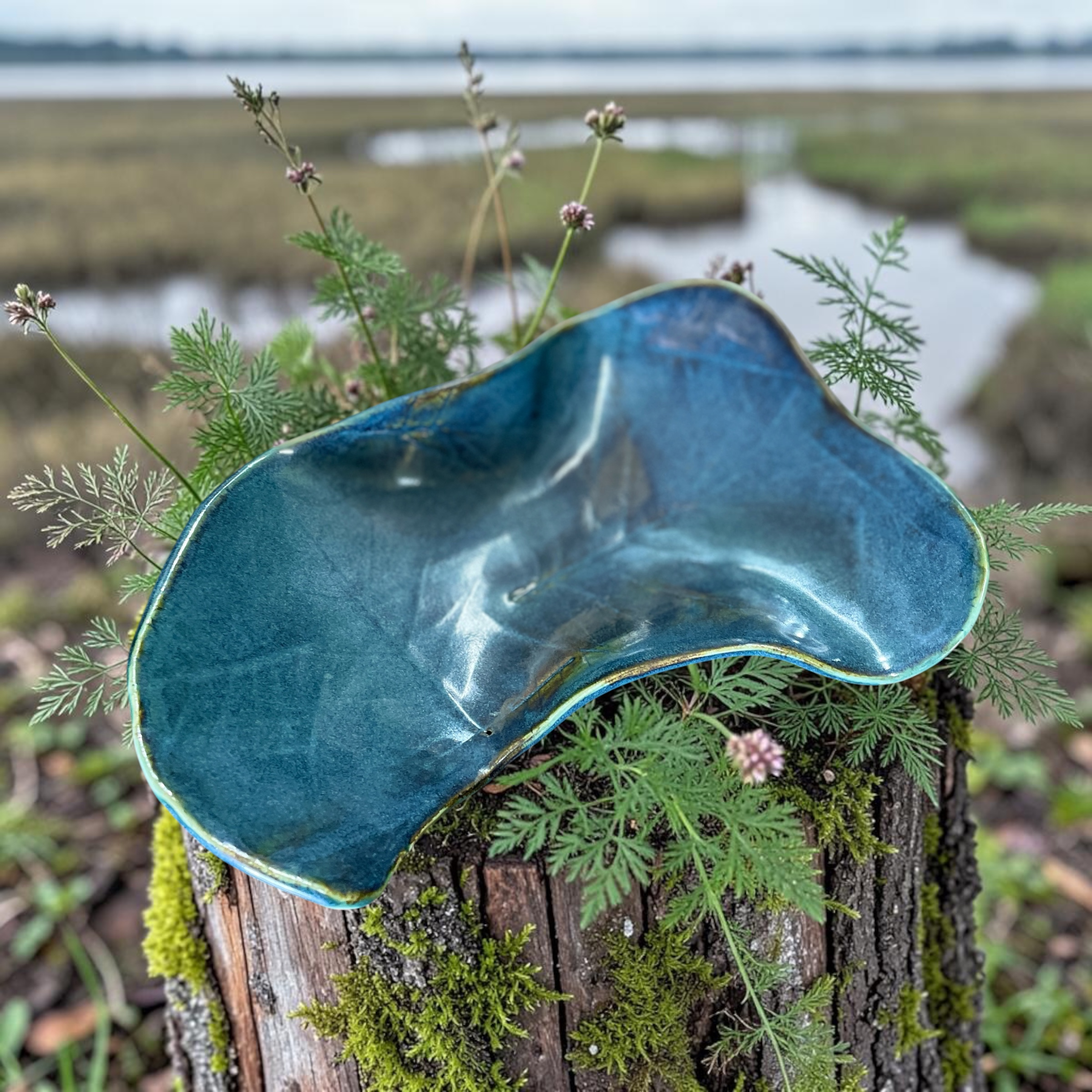 "LEAF PRINT CURVED BOWL" ~ Handmade Pottery by Jenny Shergold - Image 2