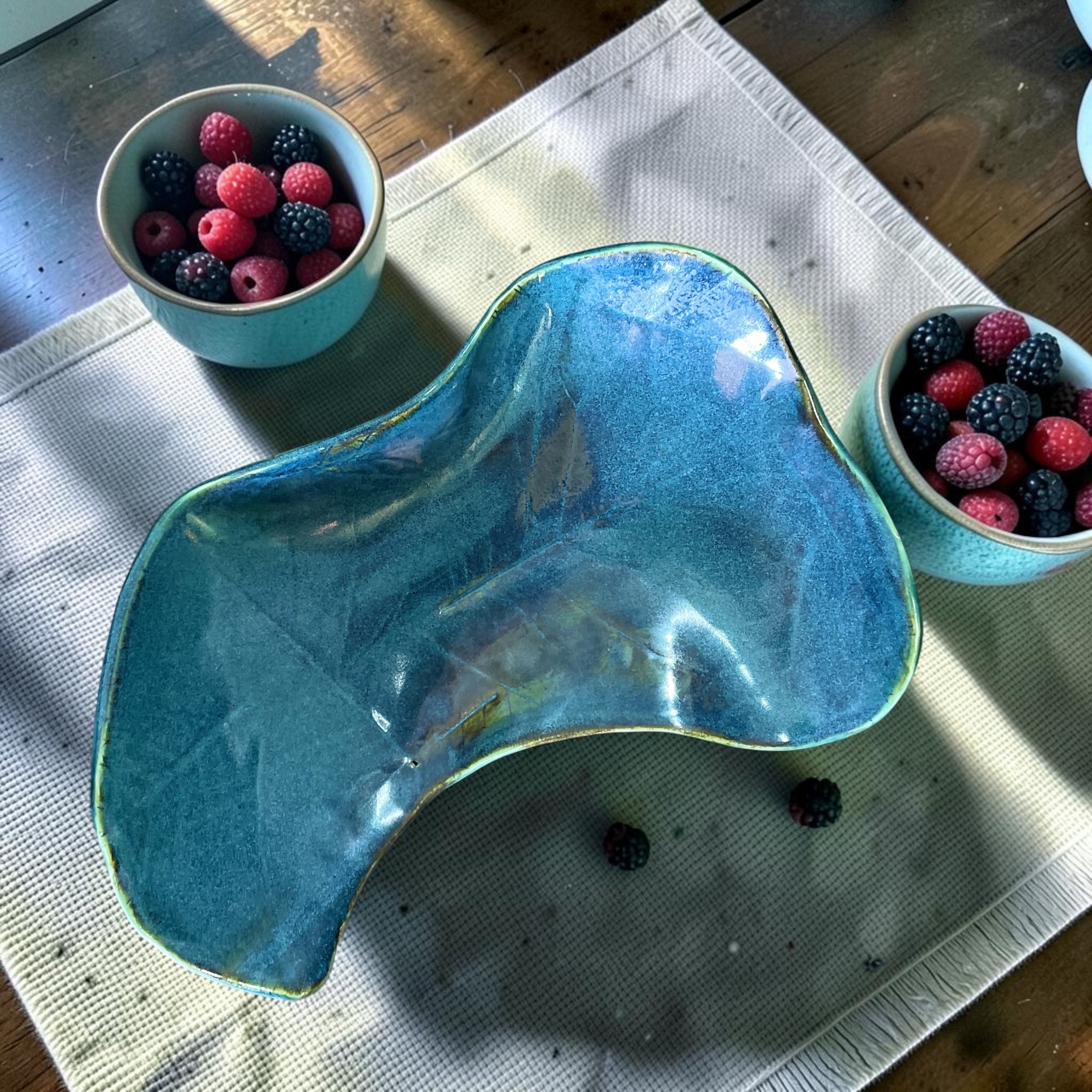 "LEAF PRINT CURVED BOWL" ~ Handmade Pottery by Jenny Shergold - Image 3