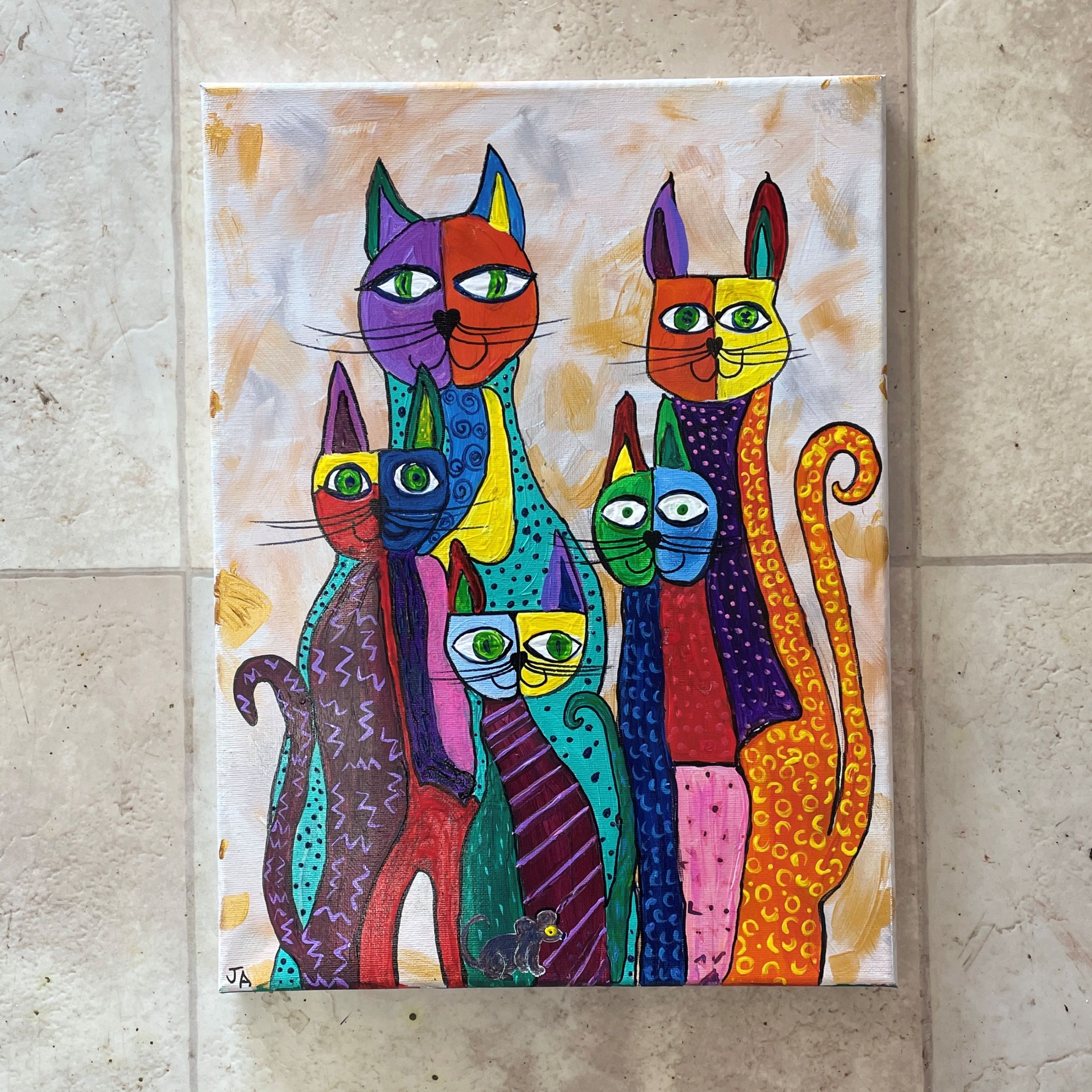 "KOOL KITTIES" ~ Original Acrylic Painting by Julie Burton-Jones - Image 2