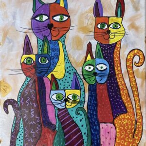 "KOOL KITTIES" ~ Original Acrylic Painting by Julie Burton-Jones