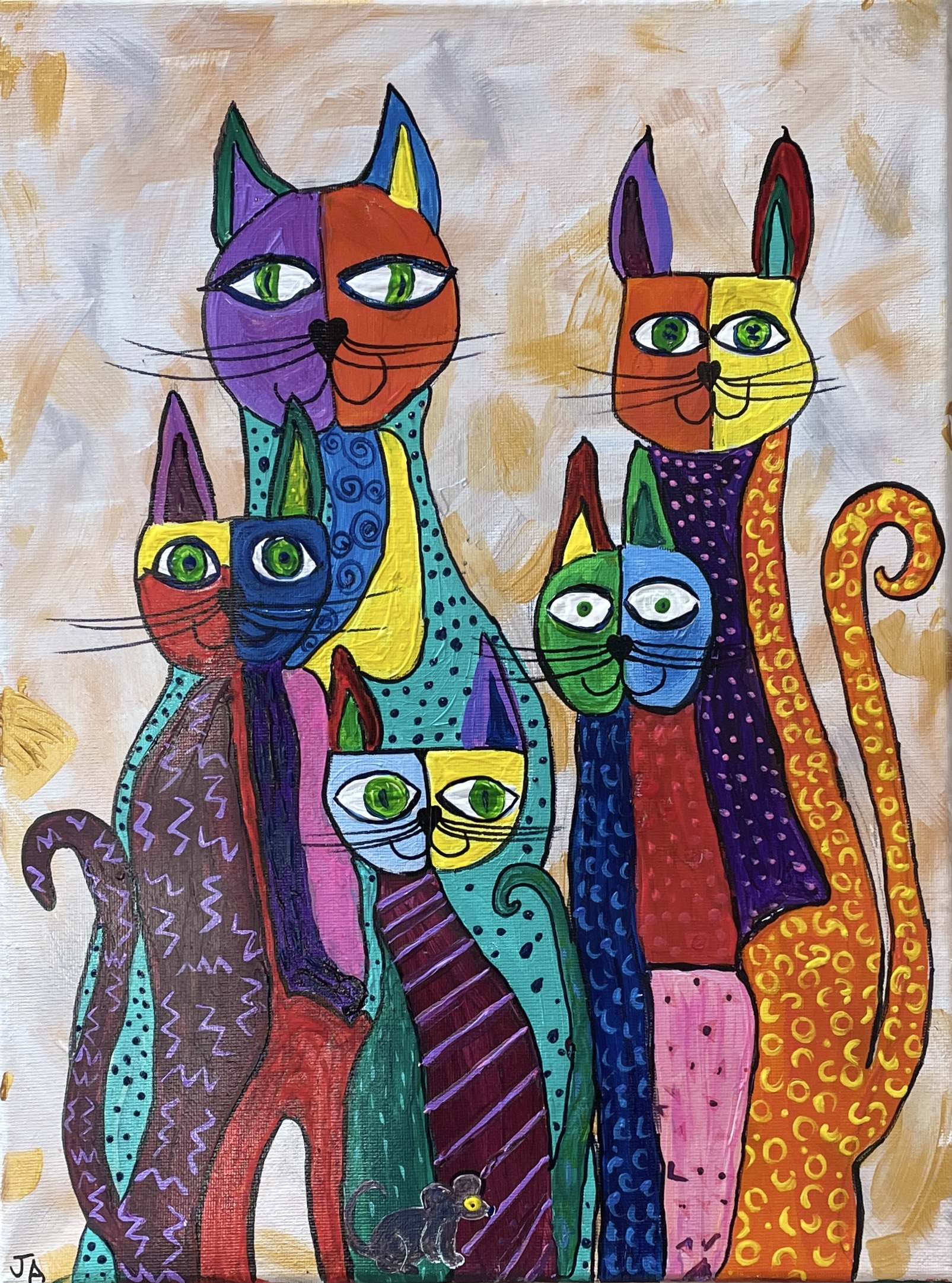 "KOOL KITTIES" ~ Original Acrylic Painting by Julie Burton-Jones
