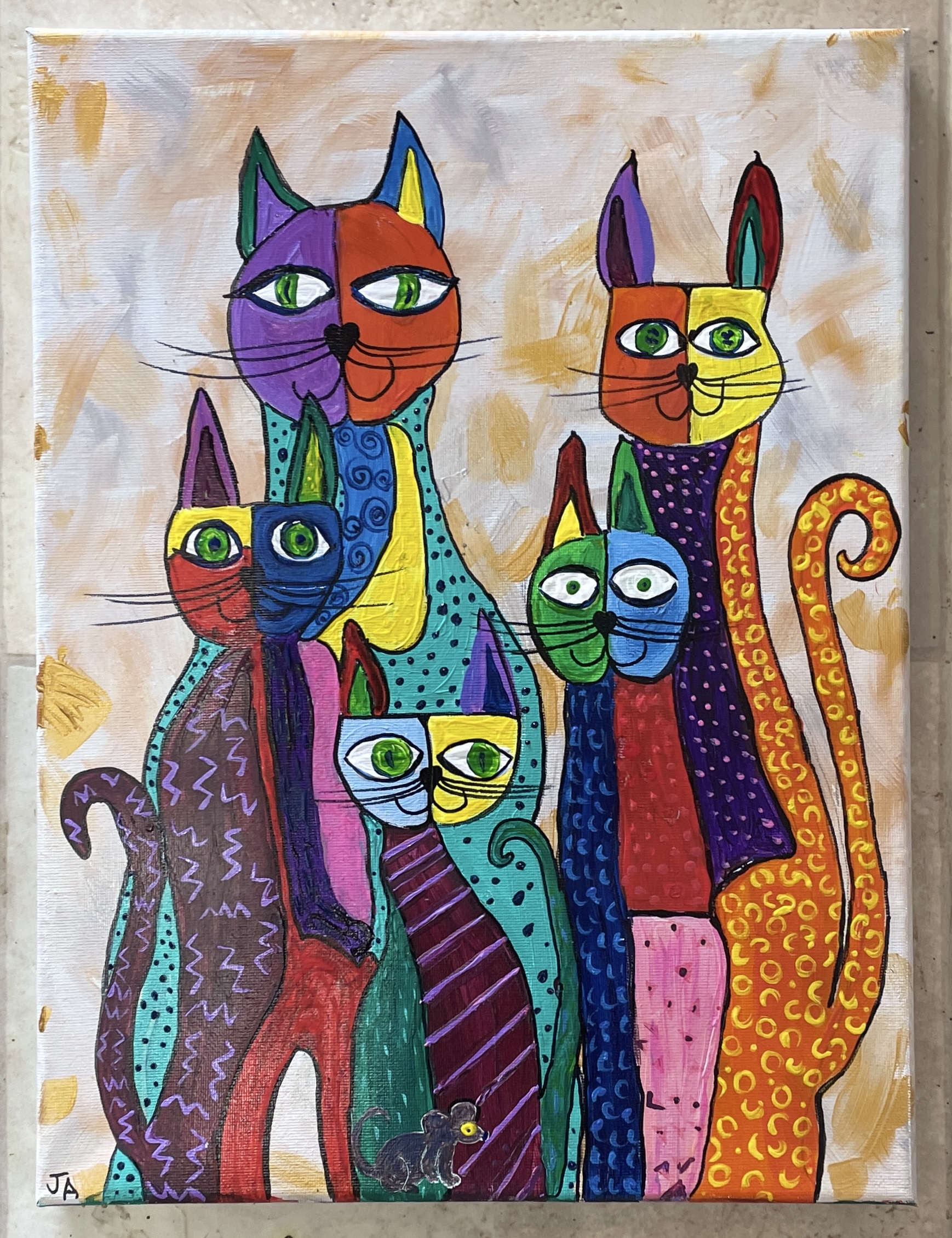 "KOOL KITTIES" ~ Original Acrylic Painting by Julie Burton-Jones - Image 5