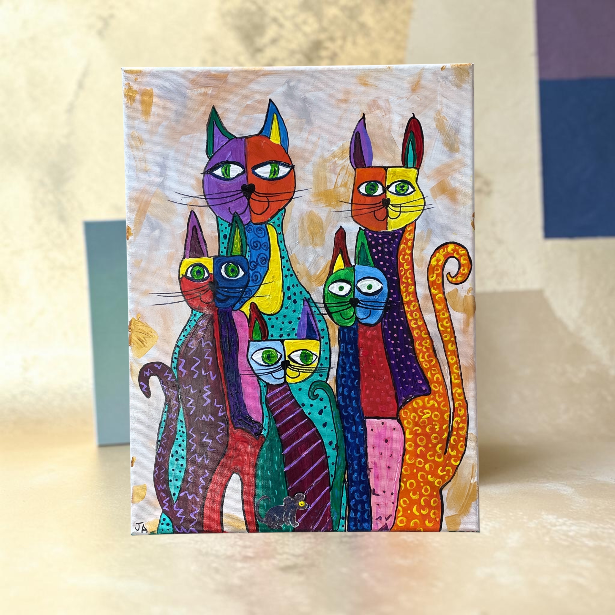 "KOOL KITTIES" ~ Original Acrylic Painting by Julie Burton-Jones - Image 4