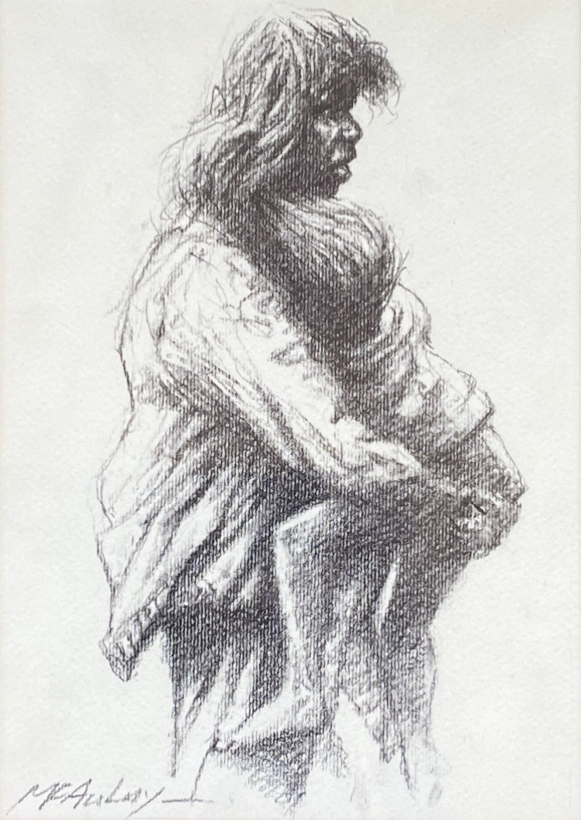 "MOTHER AND CHILD" - Original Charcoal by Tom McAulay - Image 4