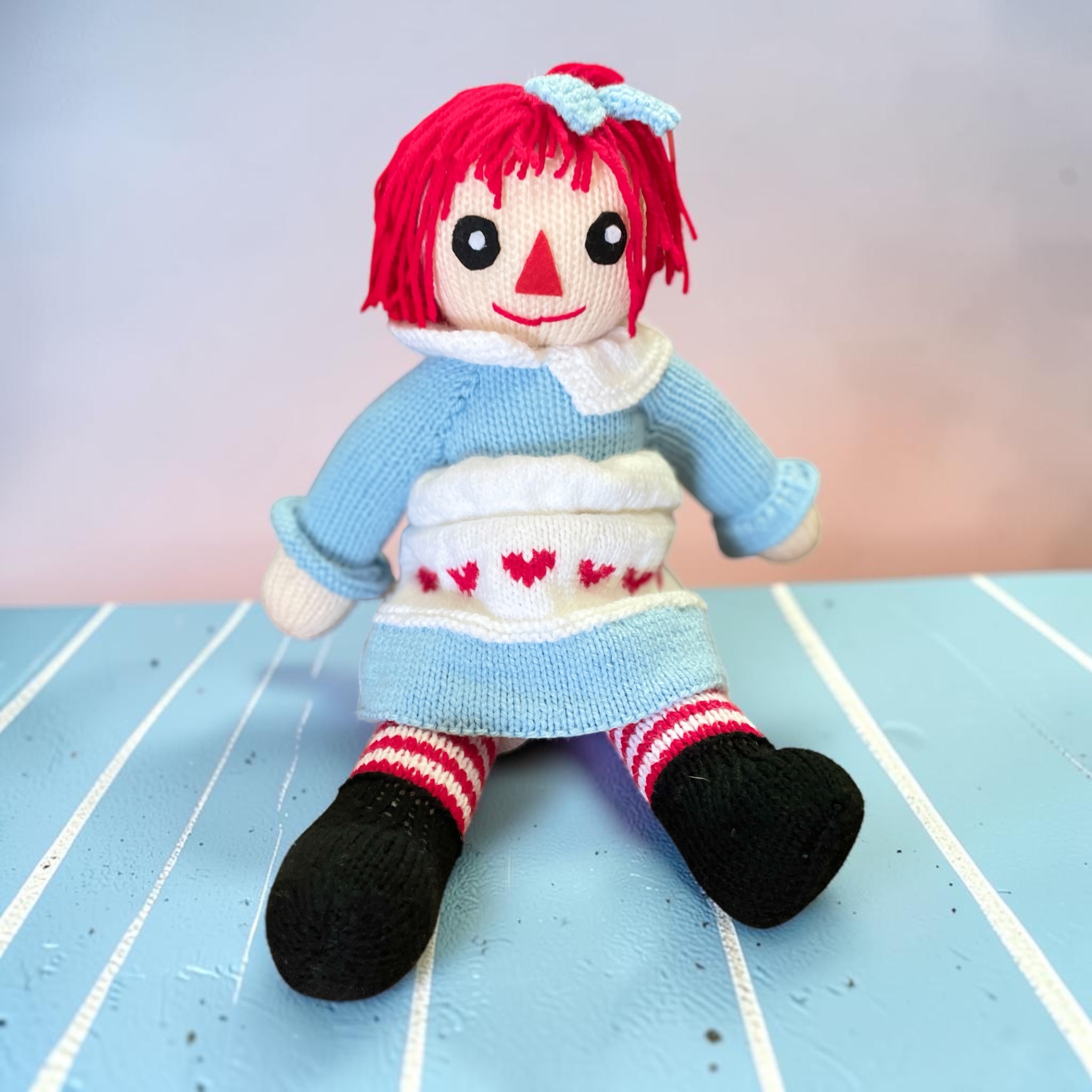"RAGGEDY ANNE" ~ Hand Knitted Soft Toy by Lee Stewart
