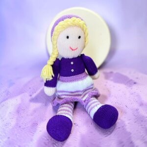 "CLEMENTINE PURPLE DOLL" ~ Hand Knitted Soft Toy by Lee Stewart