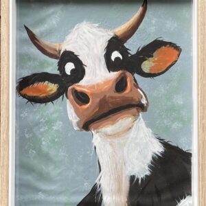 "THE MISERABLE COW" ~ Original Acrylic Painting by Julie Burton-Jones