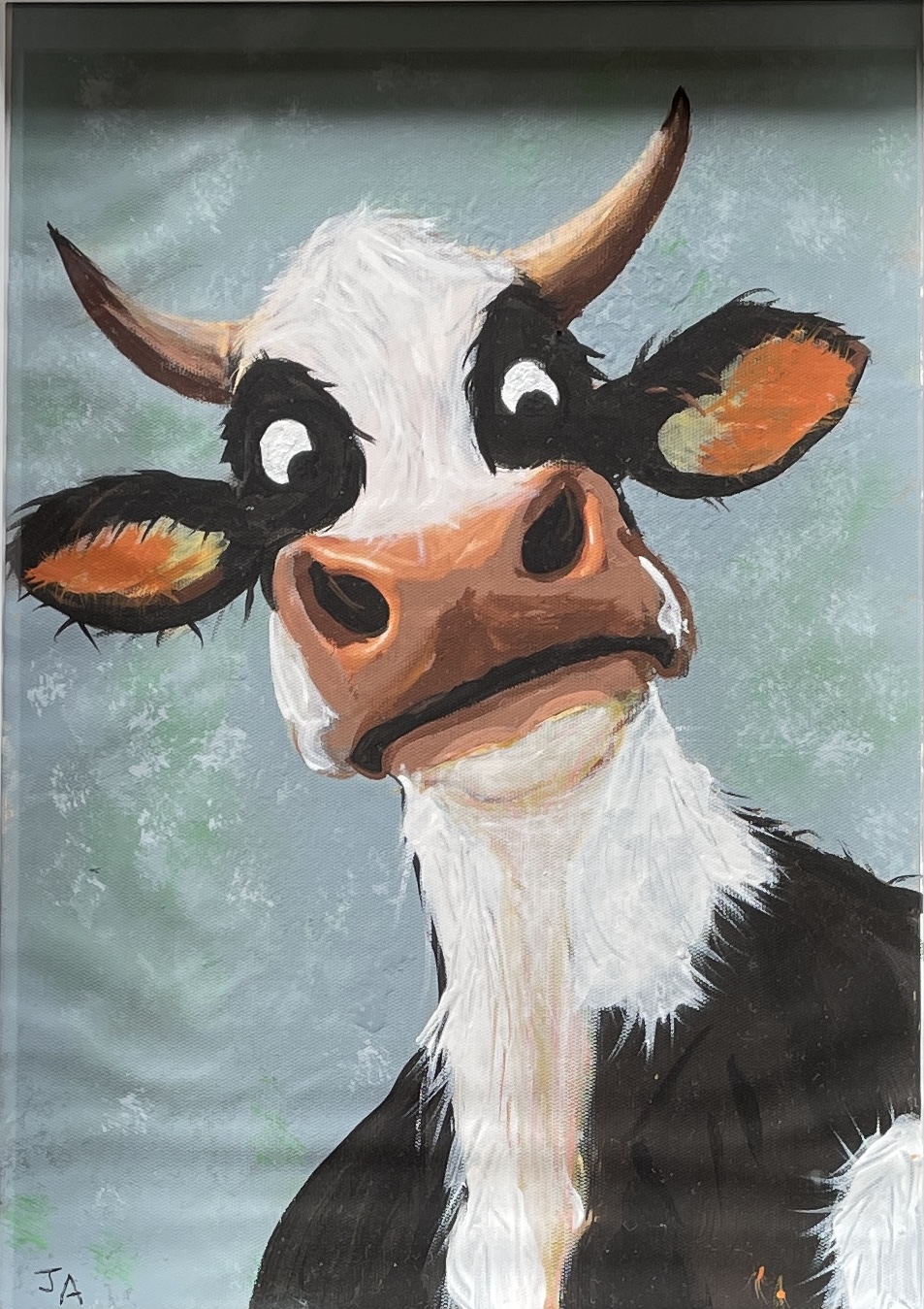 "THE MISERABLE COW" ~ Original Acrylic Painting by Julie Burton-Jones - Image 2