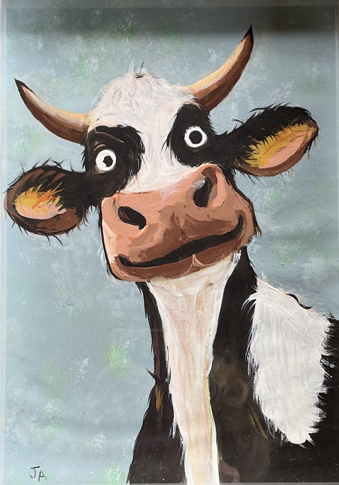 "THE HAPPY COW" ~ Original Acrylic Painting by Julie Burton-Jones - Image 3