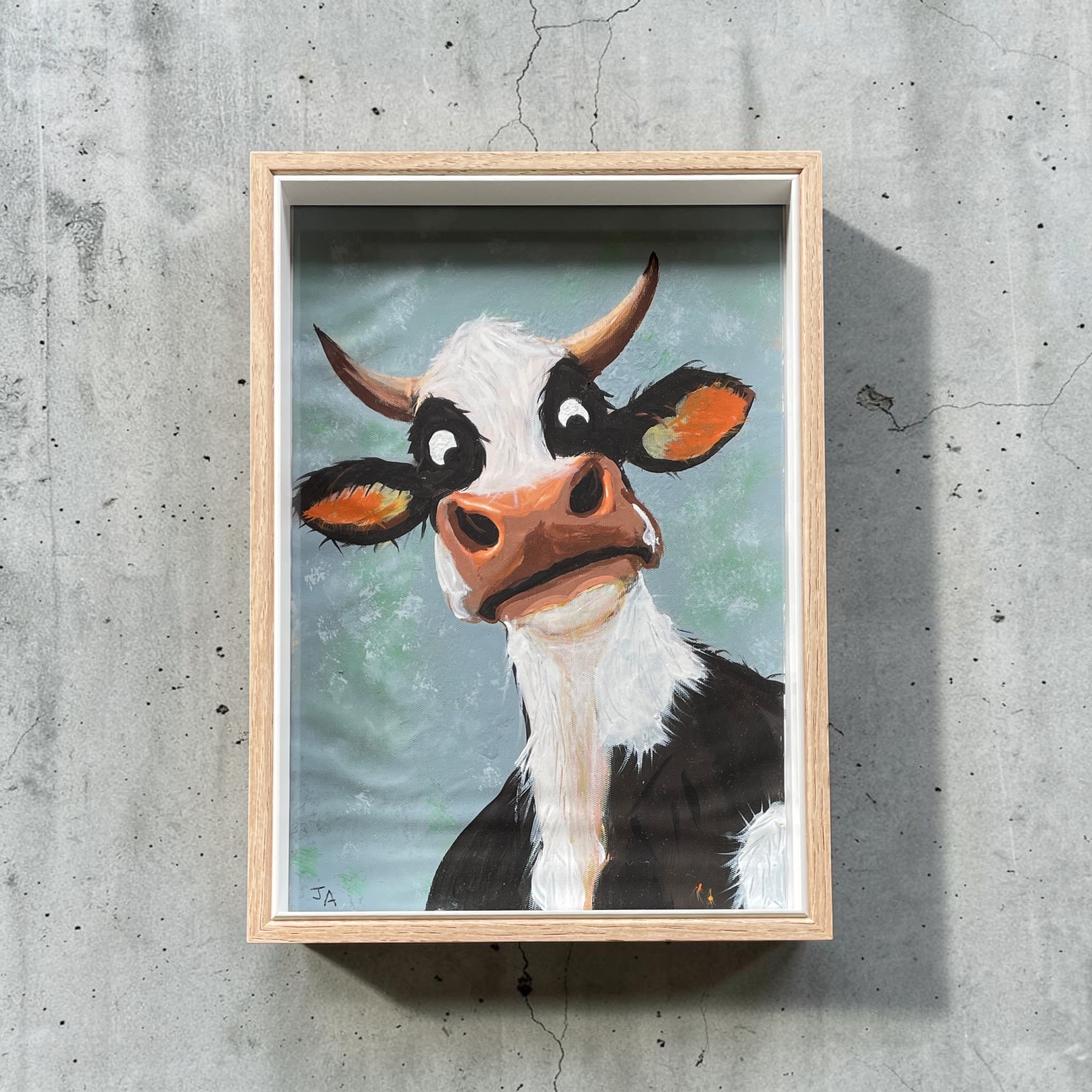"THE MISERABLE COW" ~ Original Acrylic Painting by Julie Burton-Jones - Image 4