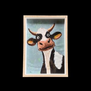 "THE HAPPY COW" ~ Original Acrylic Painting by Julie Burton-Jones