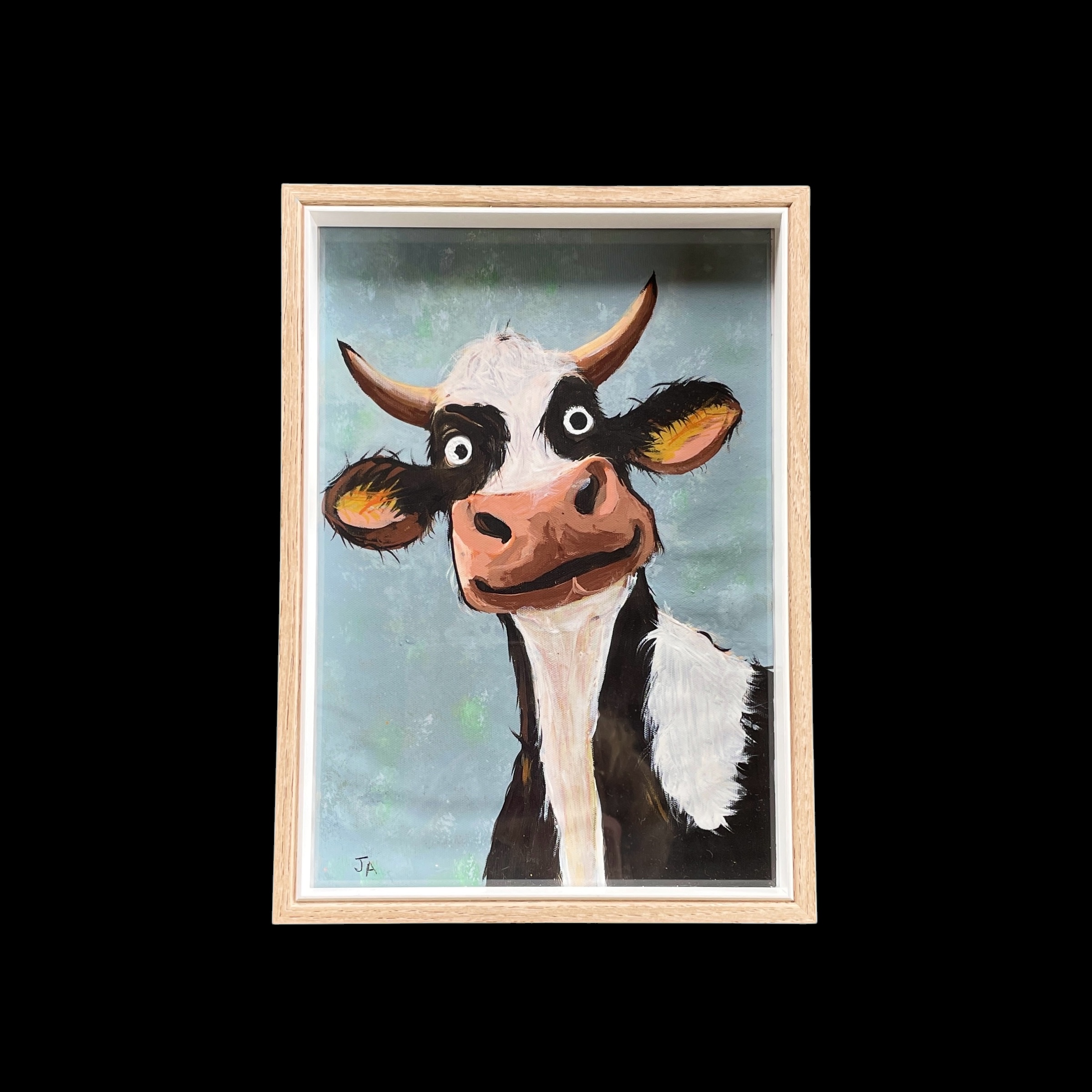 "THE HAPPY COW" ~ Original Acrylic Painting by Julie Burton-Jones