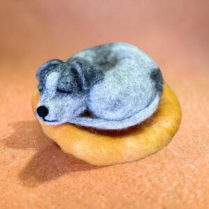"SLEEPING PUPPY #24" ~ Needle Felted by Jan Woodhouse