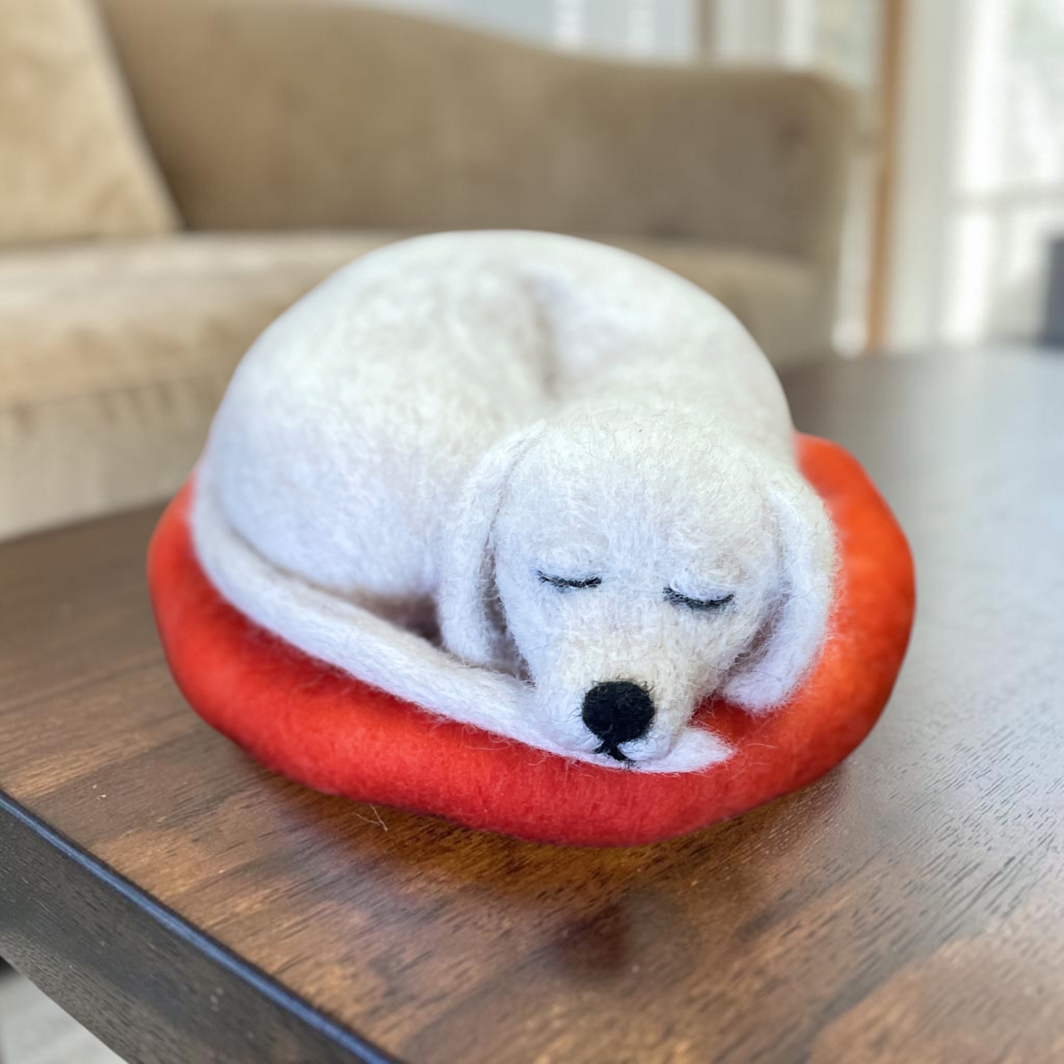 "SLEEPING PUPPY #25" ~ Needle Felted by Jan Woodhouse