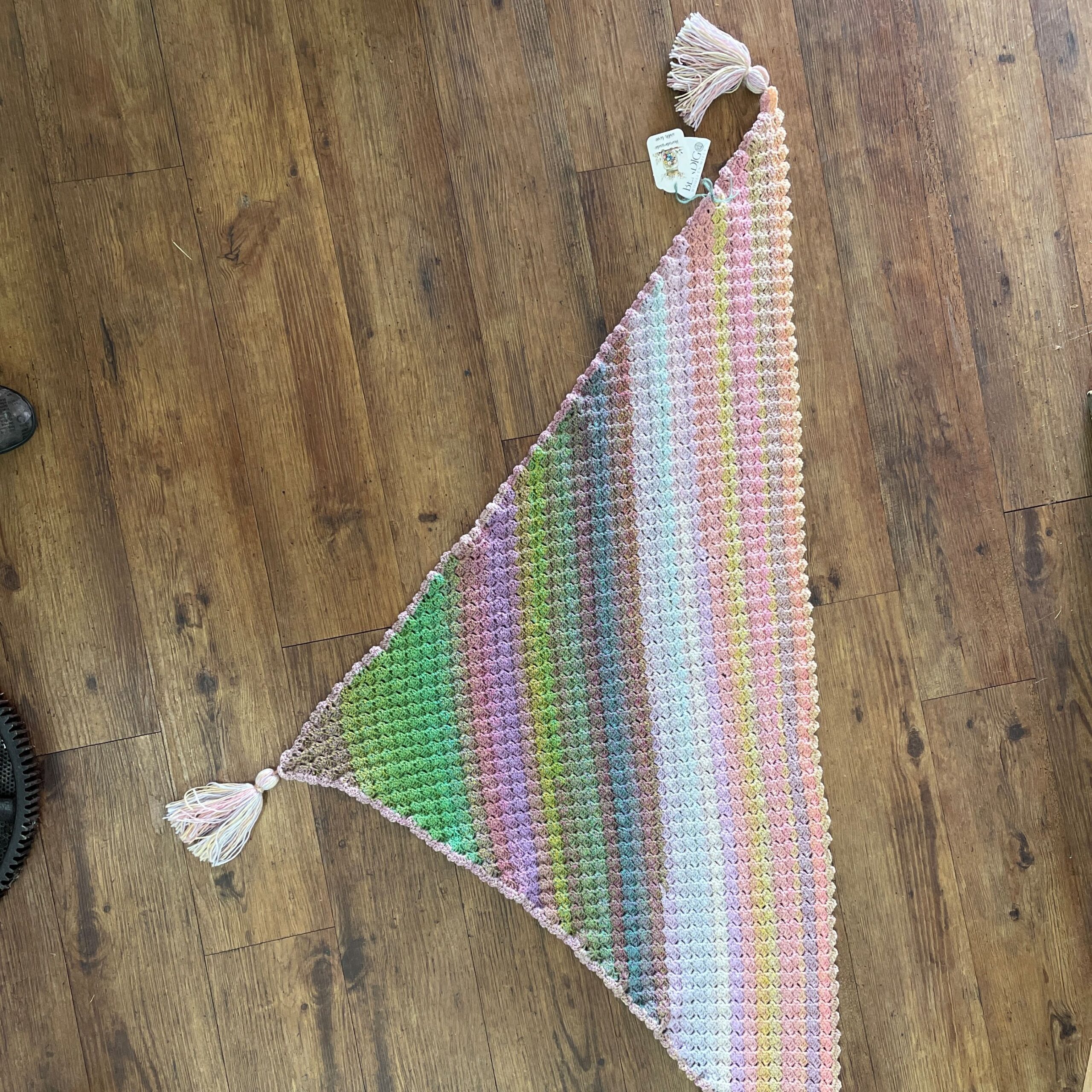 "HAND CROCHETED SHAWL" ~ in Multicolour Pastels by Hedi English - Image 8