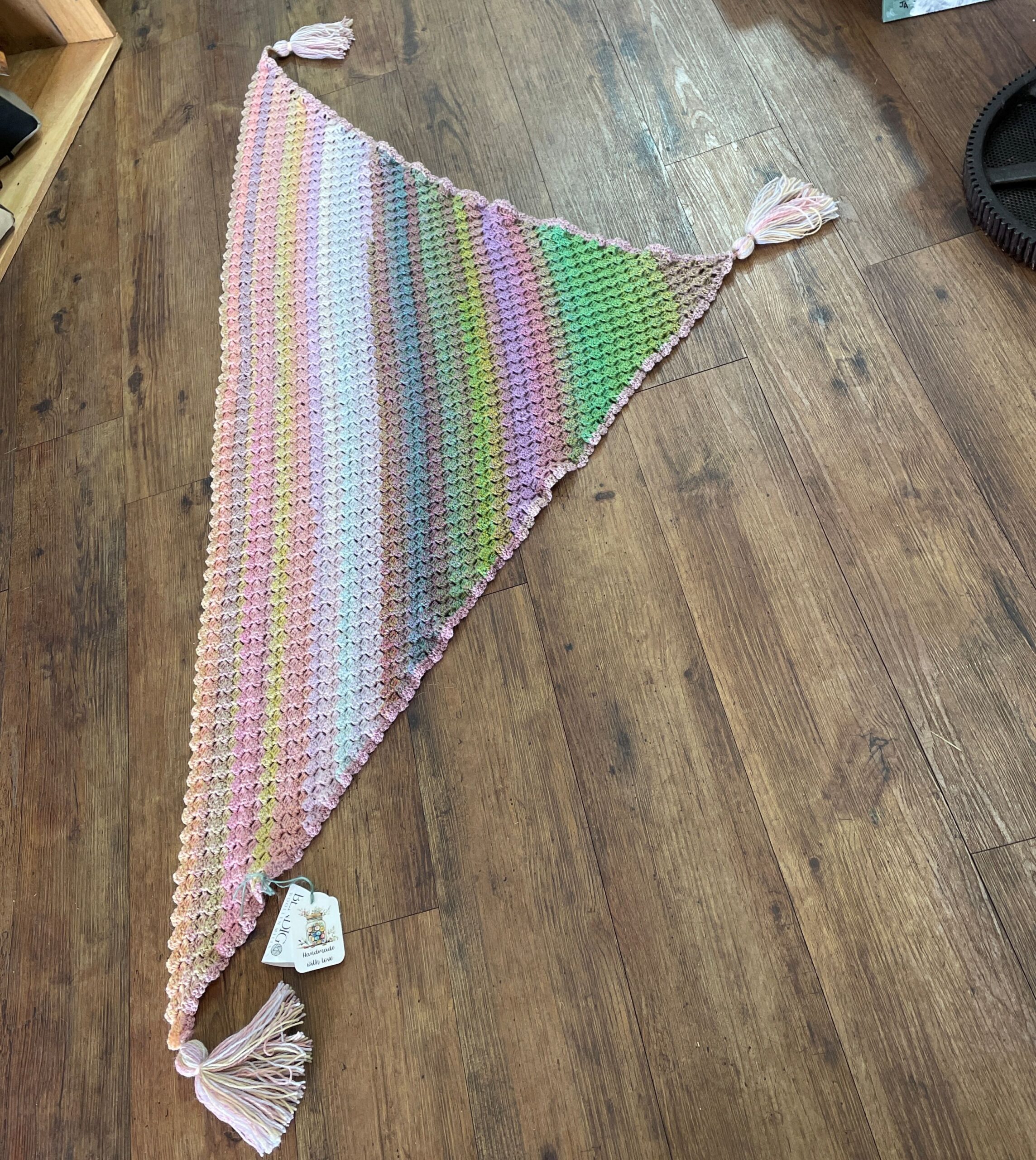 "HAND CROCHETED SHAWL" ~ in Multicolour Pastels by Hedi English - Image 7