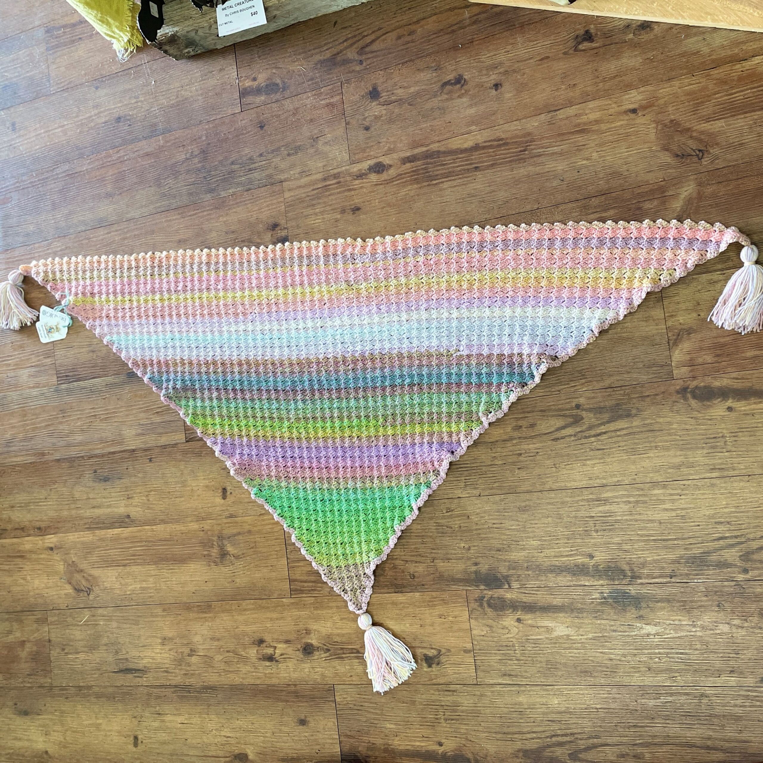 "HAND CROCHETED SHAWL" ~ in Multicolour Pastels by Hedi English - Image 6