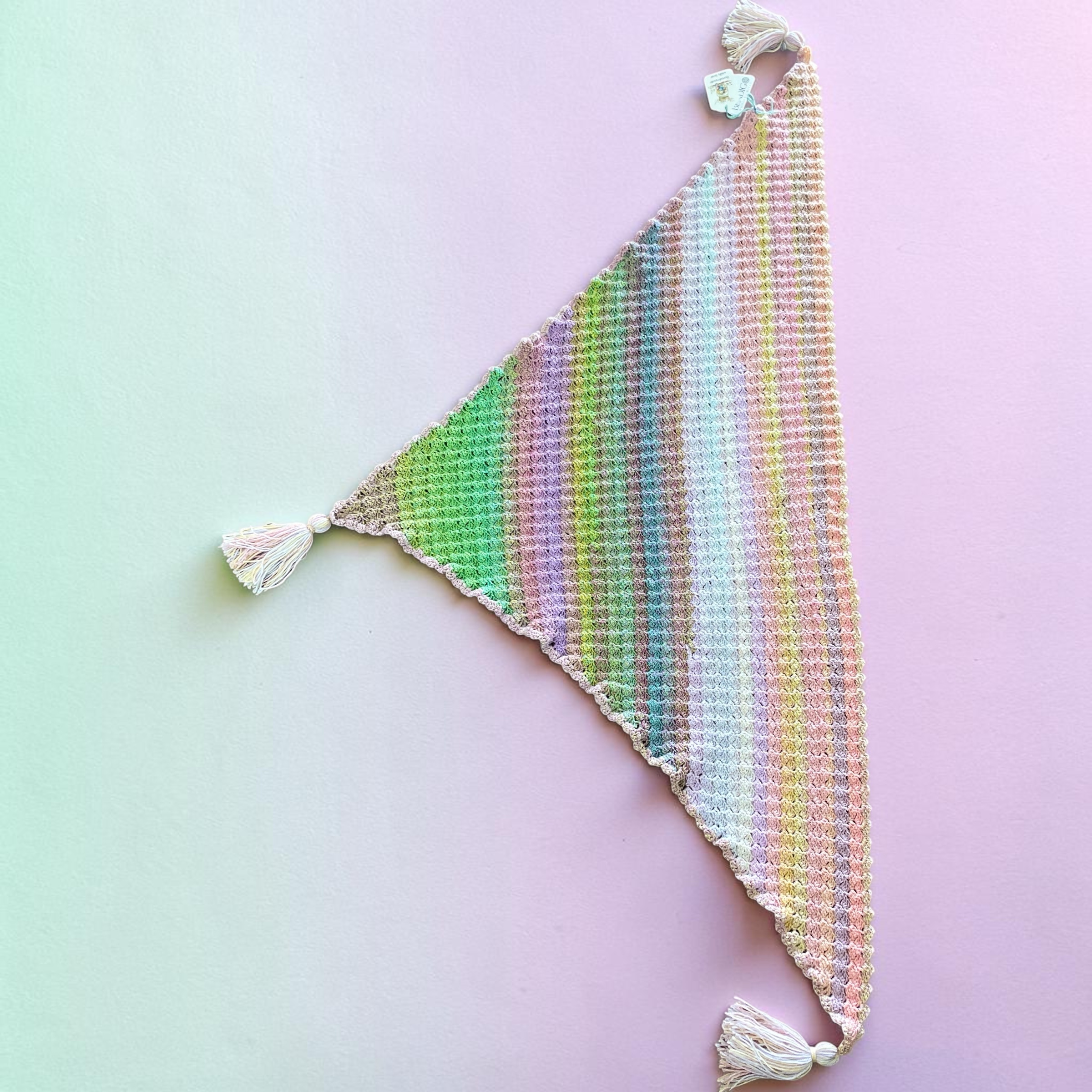 "HAND CROCHETED SHAWL" ~ in Multicolour Pastels by Hedi English - Image 12