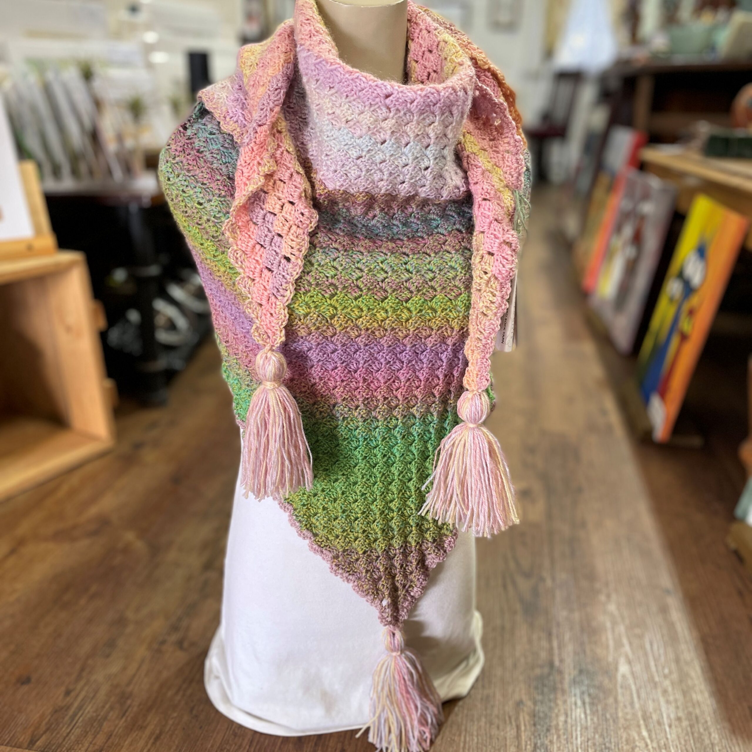 "HAND CROCHETED SHAWL" ~ in Multicolour Pastels by Hedi English - Image 4
