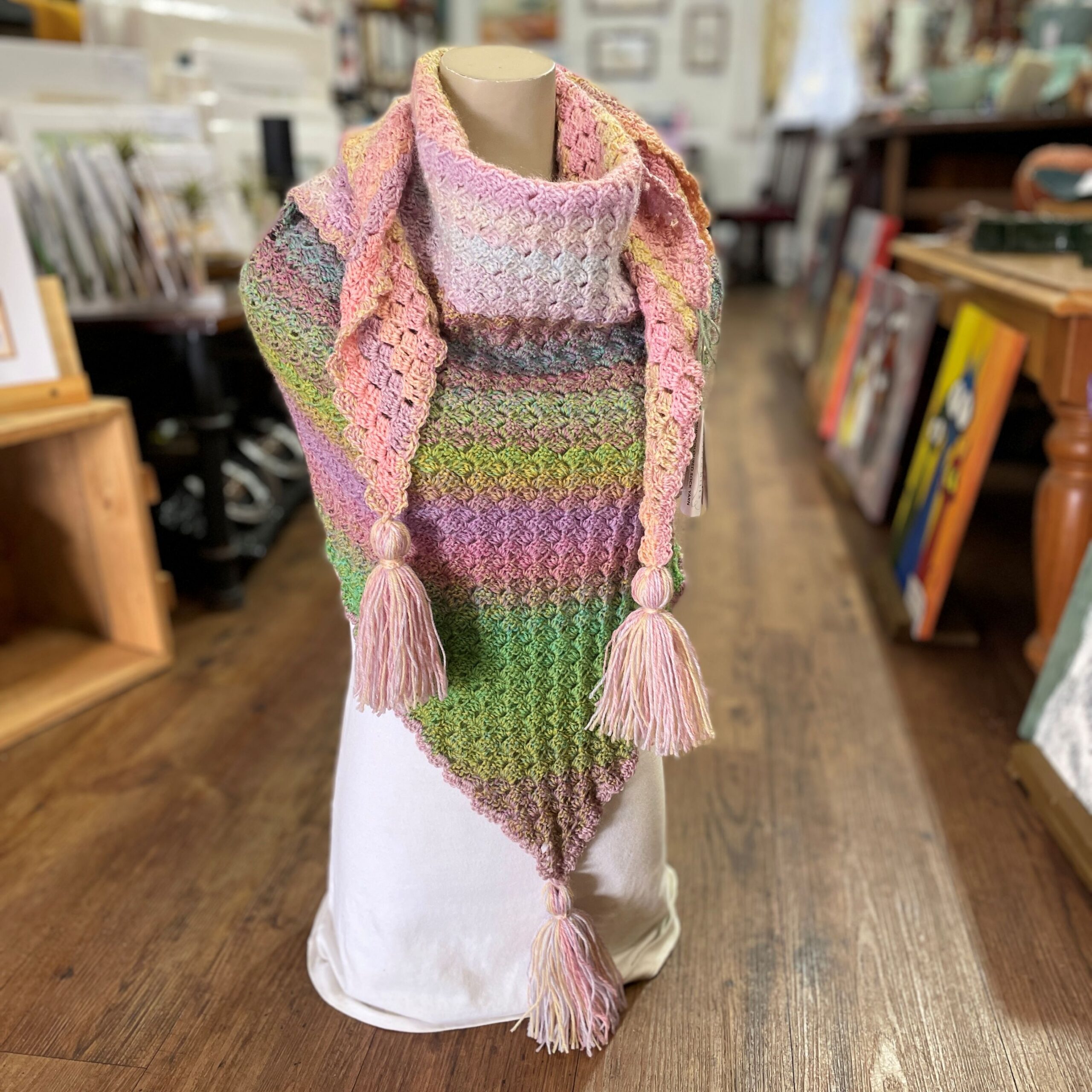 "HAND CROCHETED SHAWL" ~ in Multicolour Pastels by Hedi English - Image 3